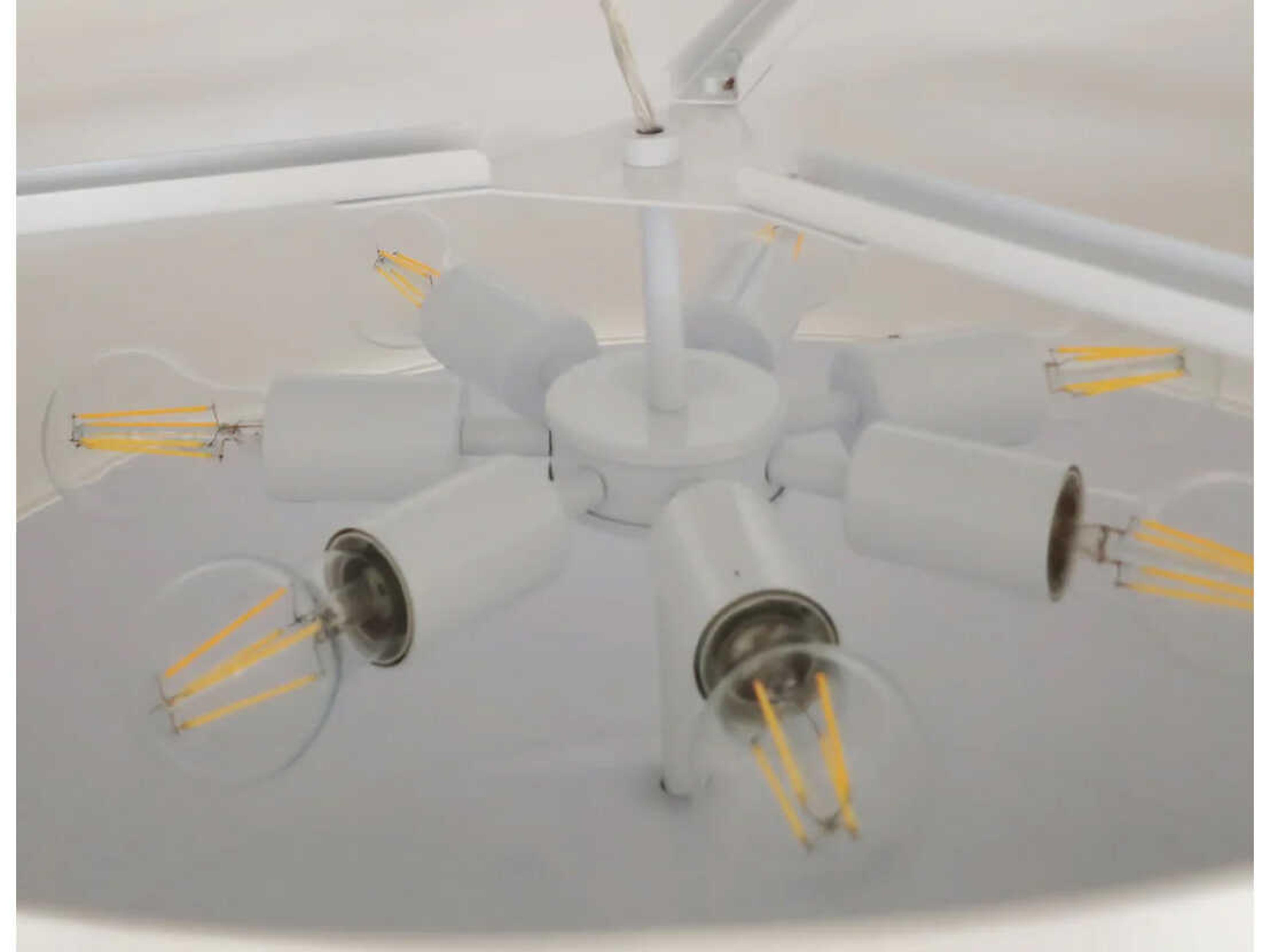 Lucas McKearn Pearce 7-Light Aged Brass Ivory Shade Drum Pendant