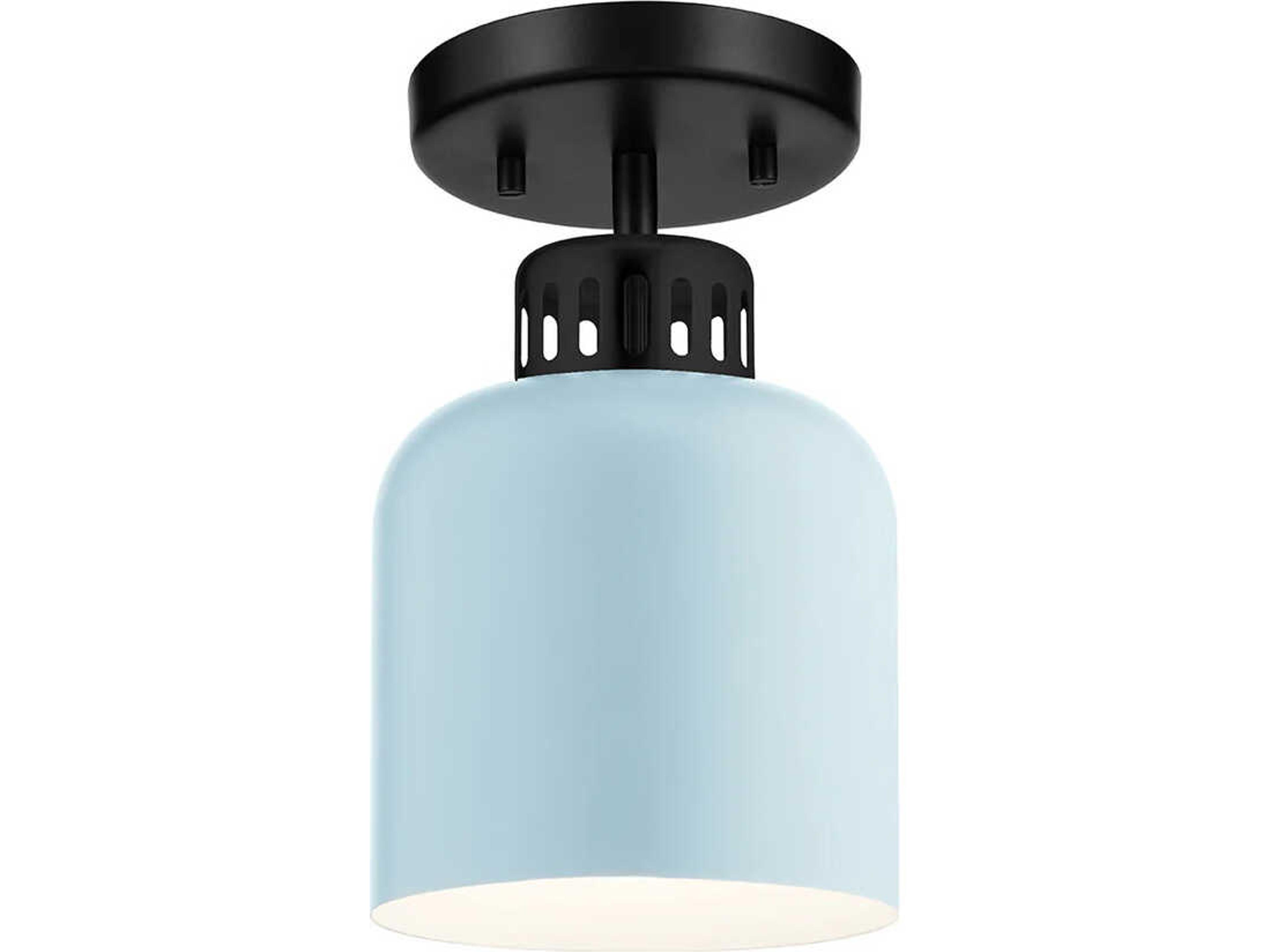 Lucas McKearn York 1-Light Black Pale Blue Cylinder Mini Pendant