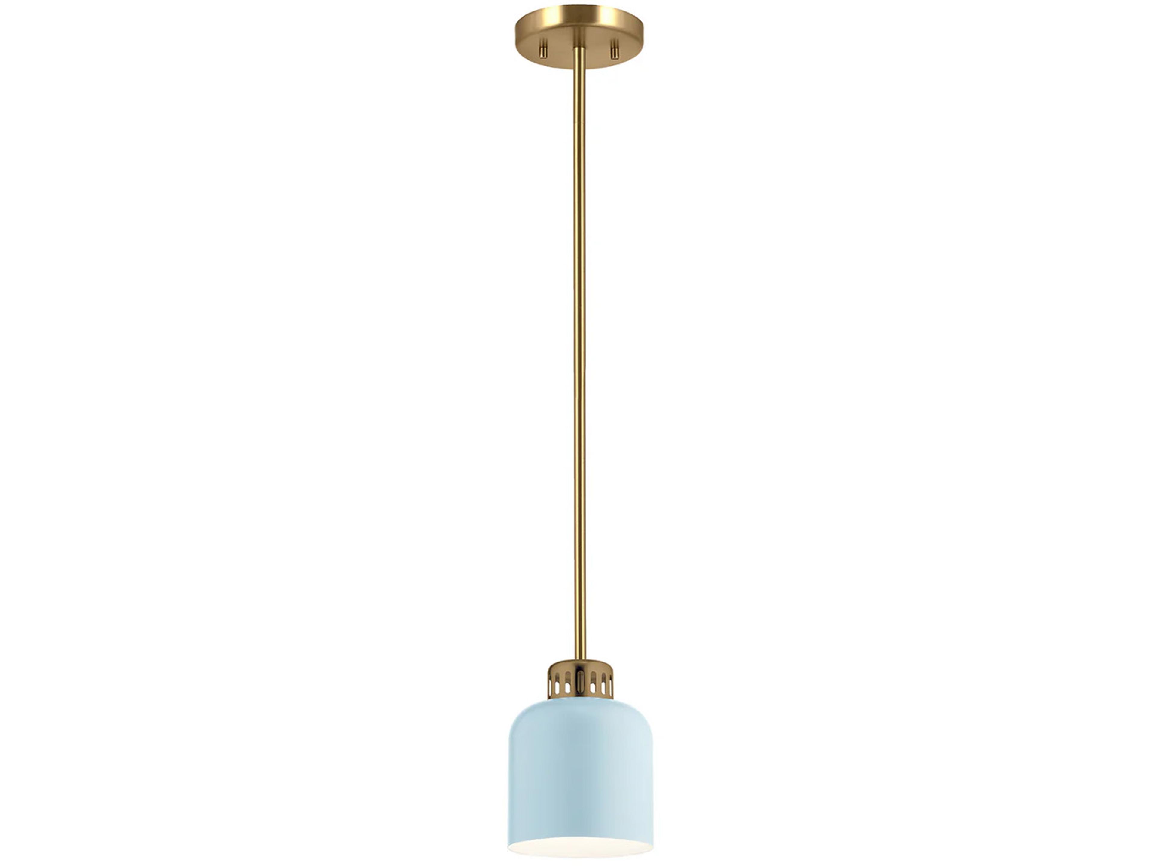 York 1-Light Painted Natural Brass Pale Blue Cylinder Mini Pendant