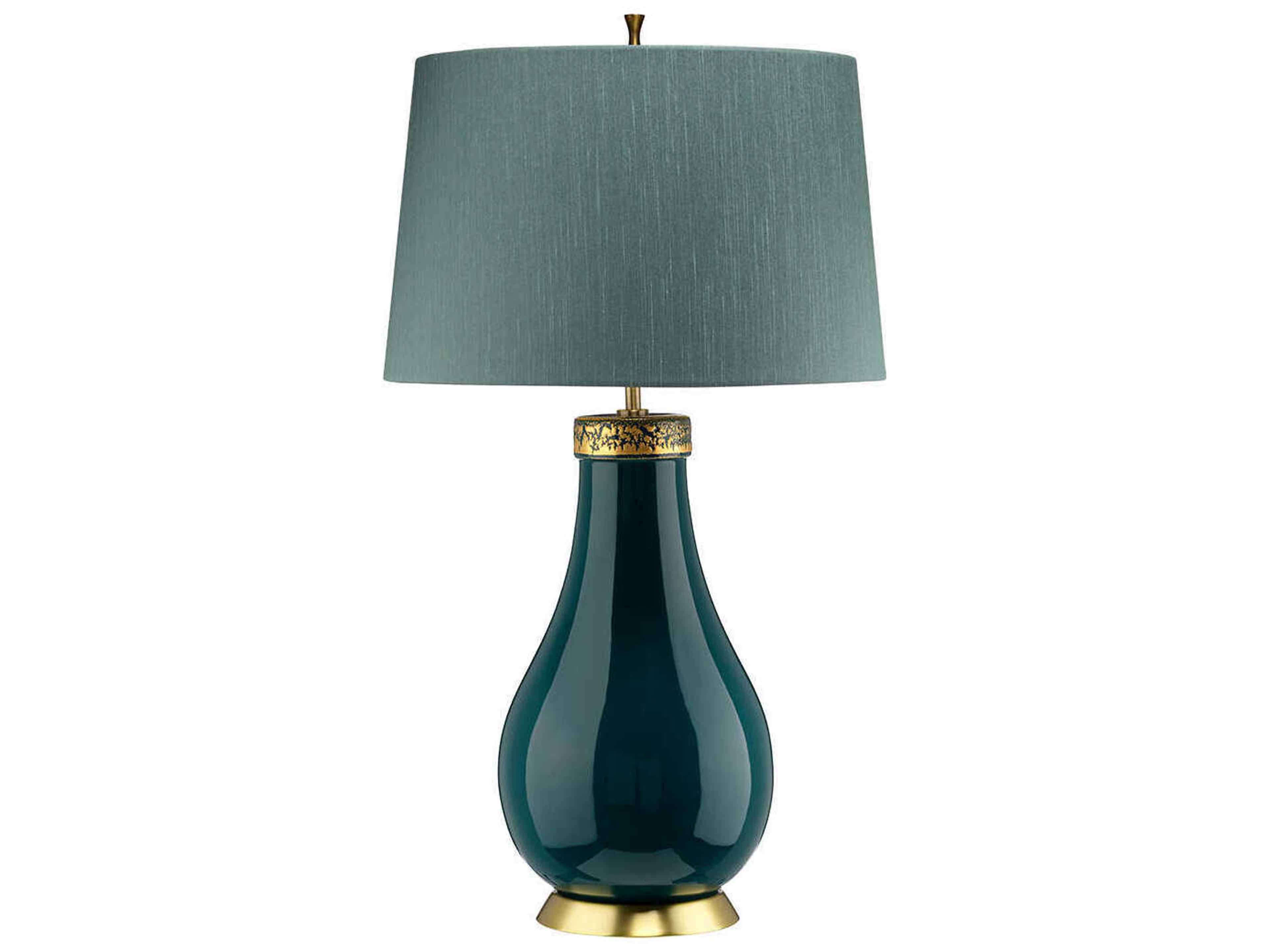 Havering Azure Turquoise Shale Green Faux Linen Buffet Lamp