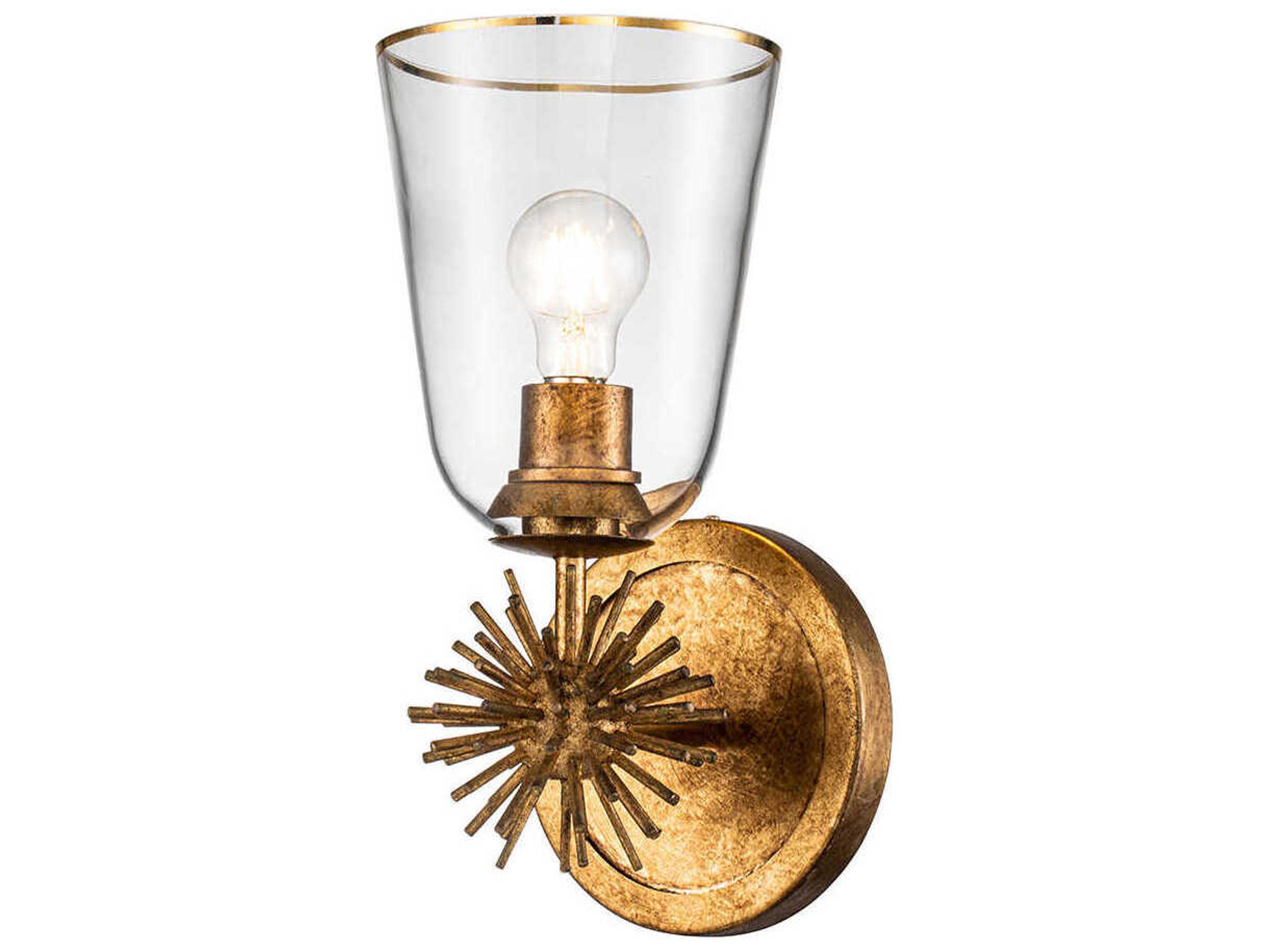 Staring 1-Light Gold Leaf Glass Wall Sconce