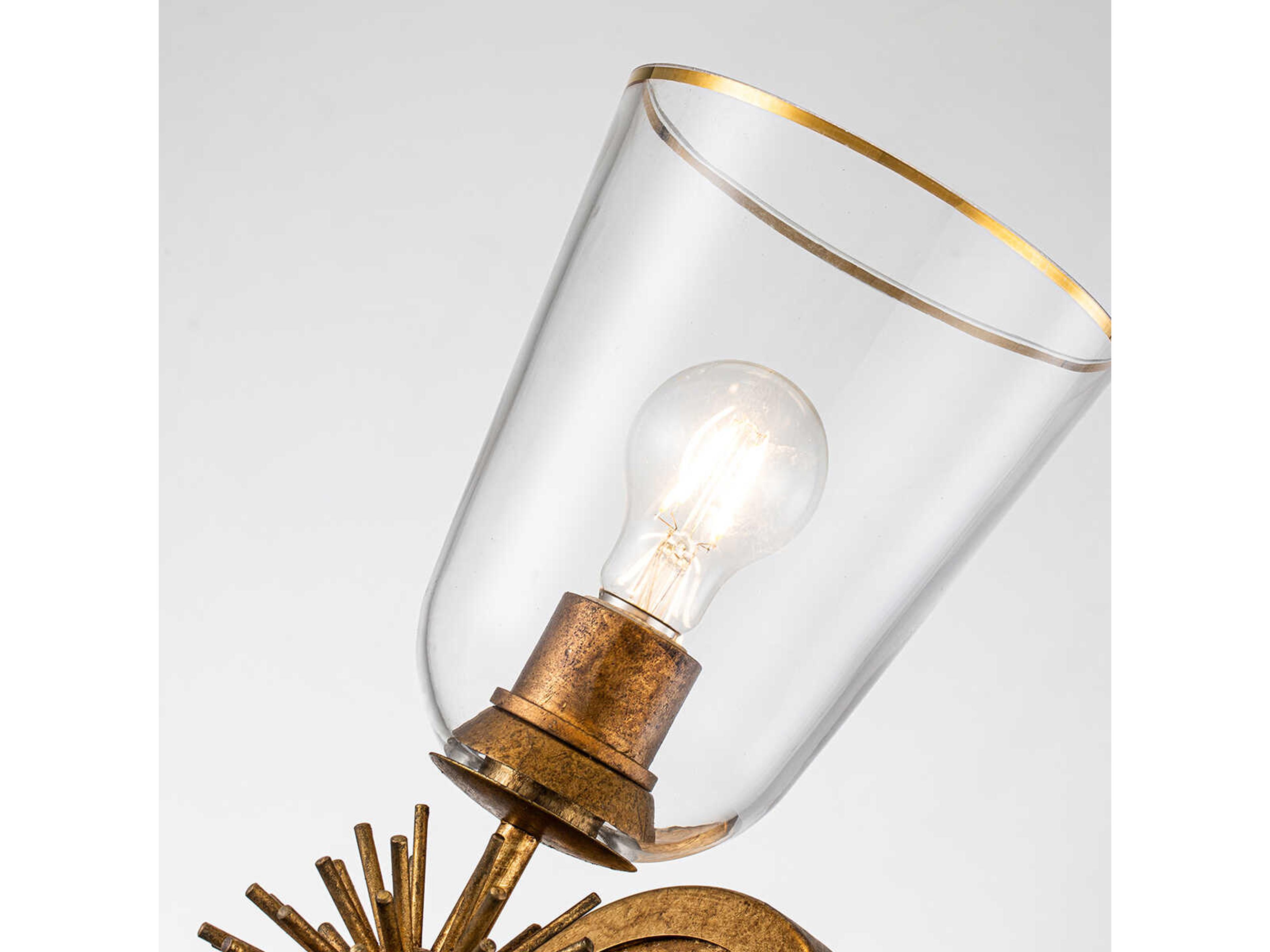 Lucas McKearn Staring 2-Light Gold Leaf Glass Wall Sconce