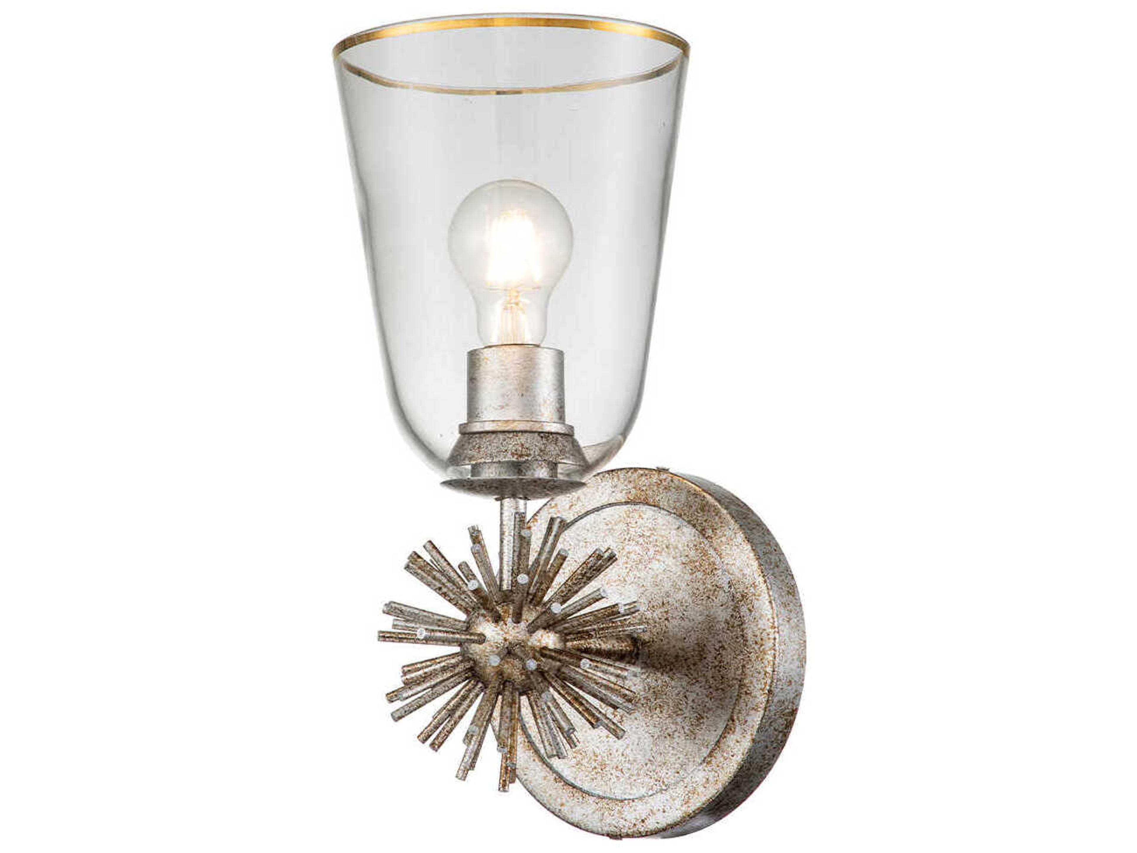 Staring 1-Light Silver Leaf Glass Wall Sconce