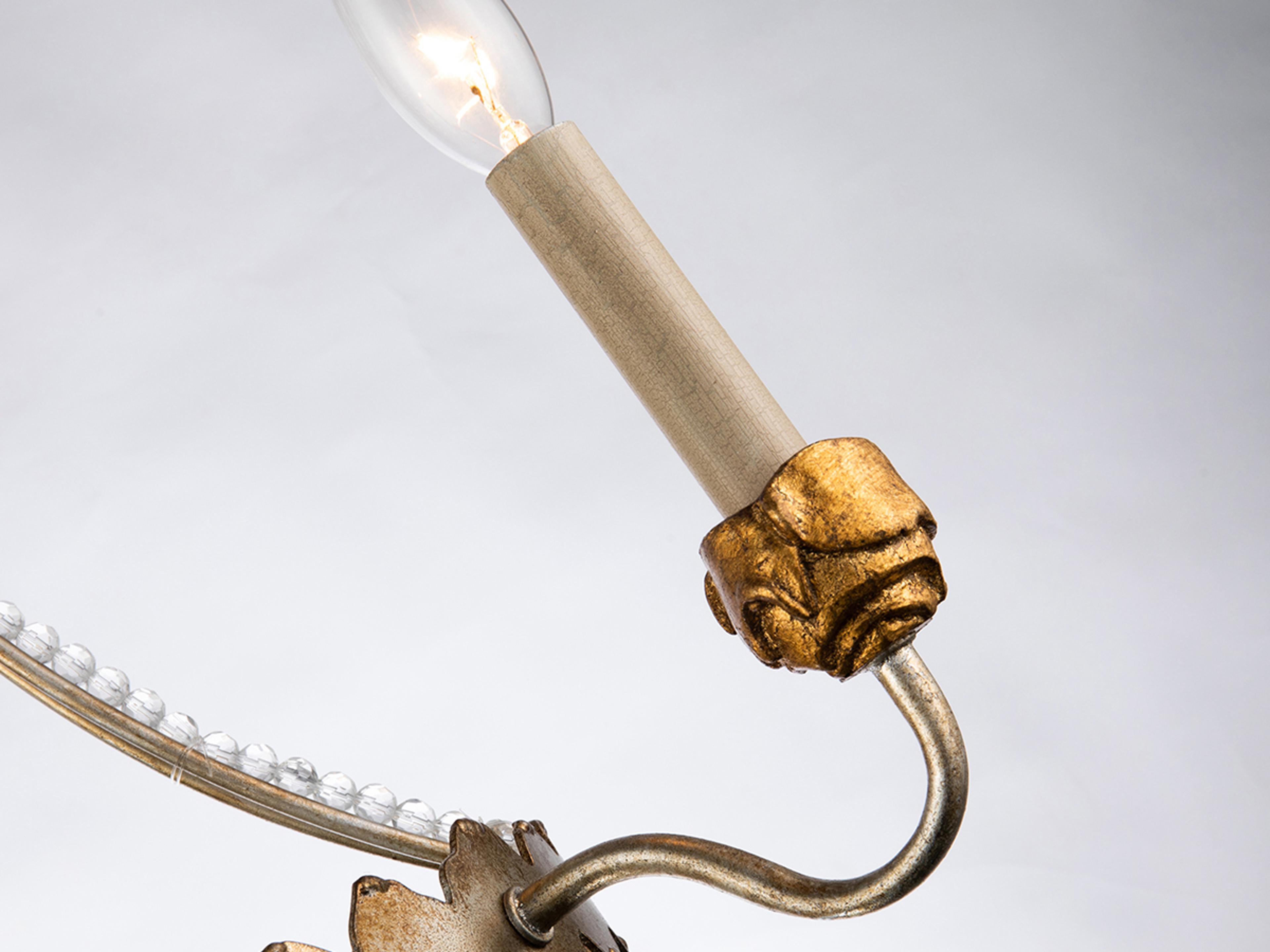 Lucas McKearn 2-Light Distressed Silver Gold Crystal Wall Sconce