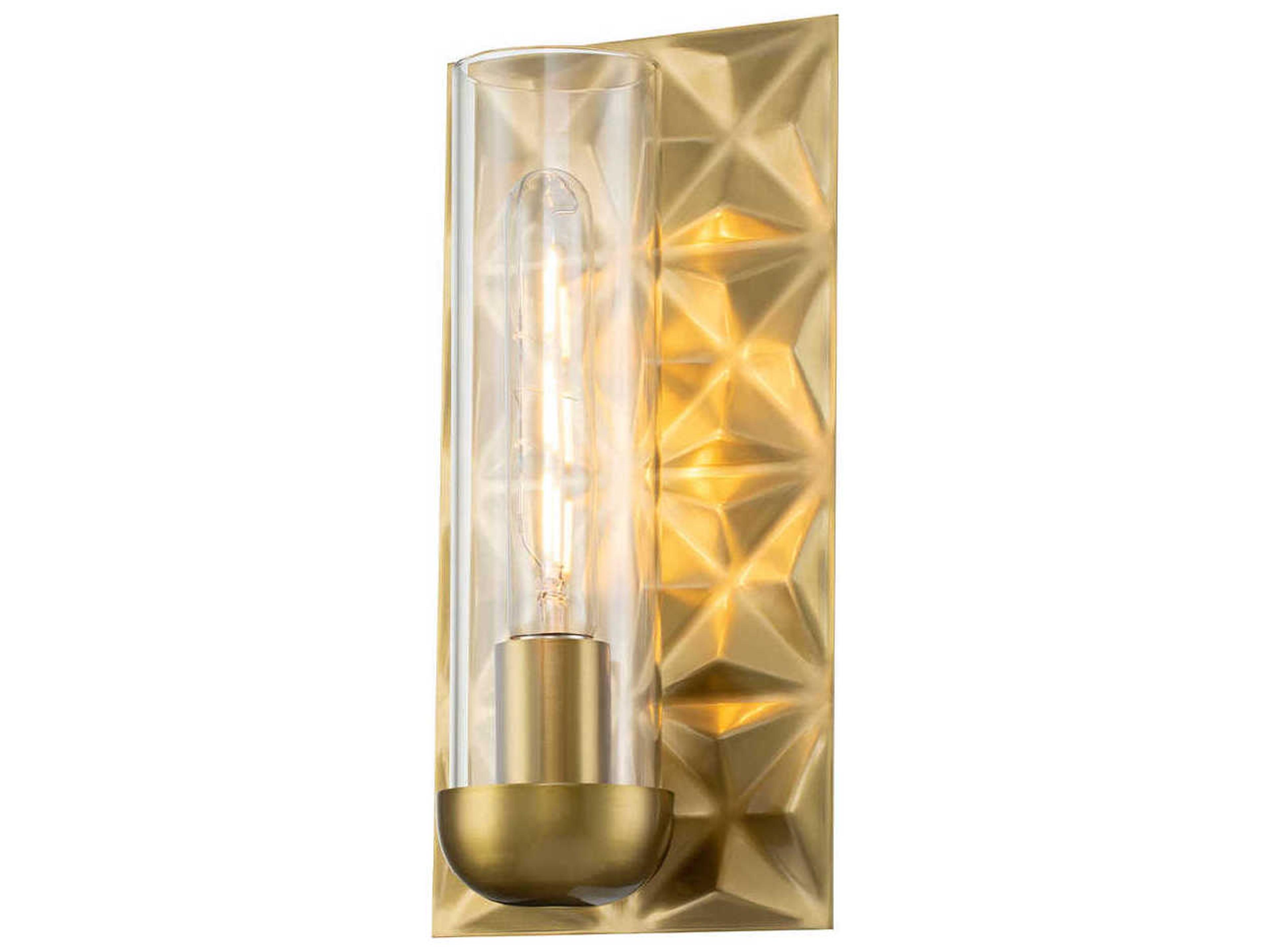 Alpha 1-Light Aged Brass Glass Wall Sconce