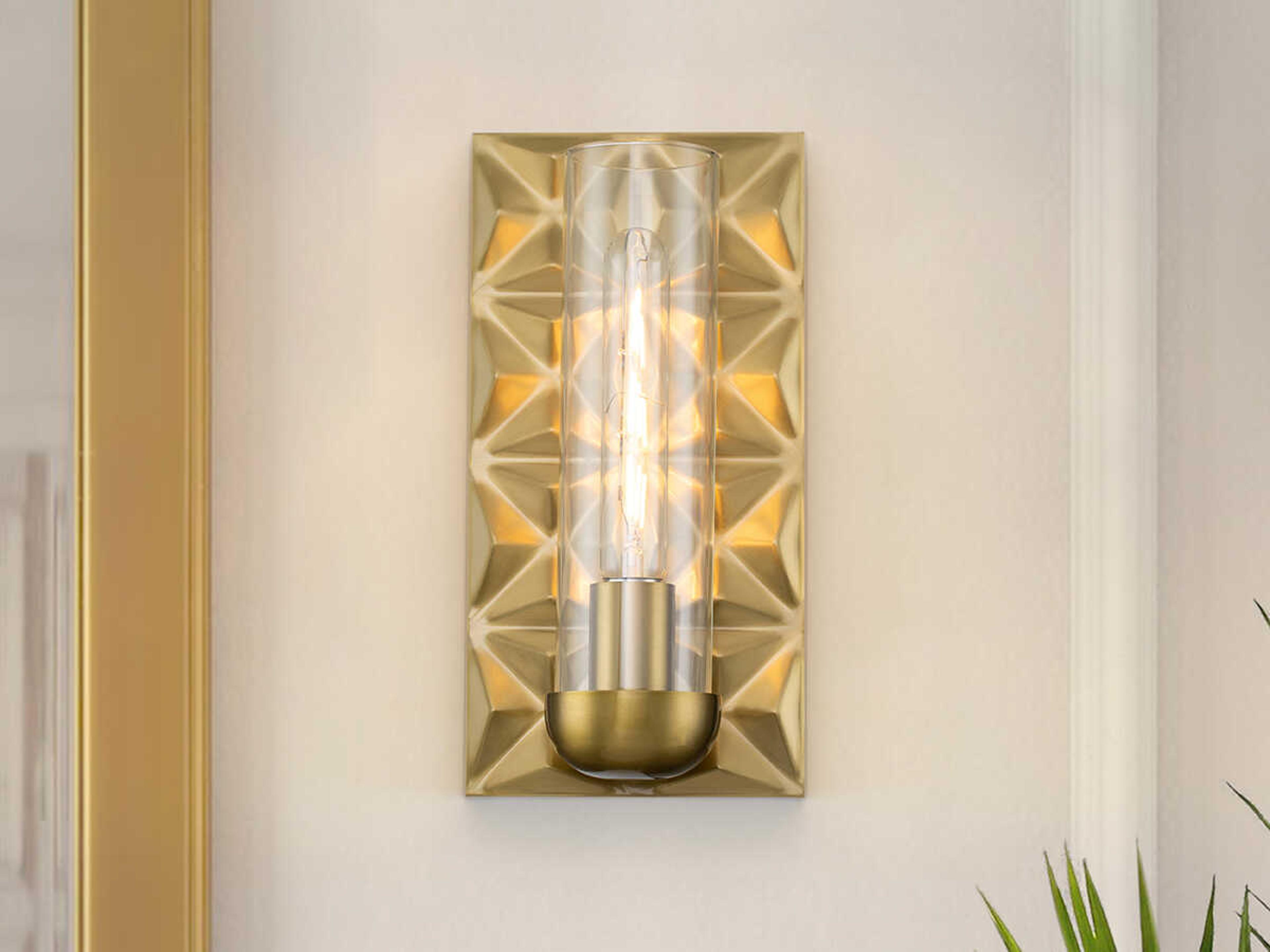 Lucas McKearn Alpha 1-Light Aged Brass Glass Wall Sconce