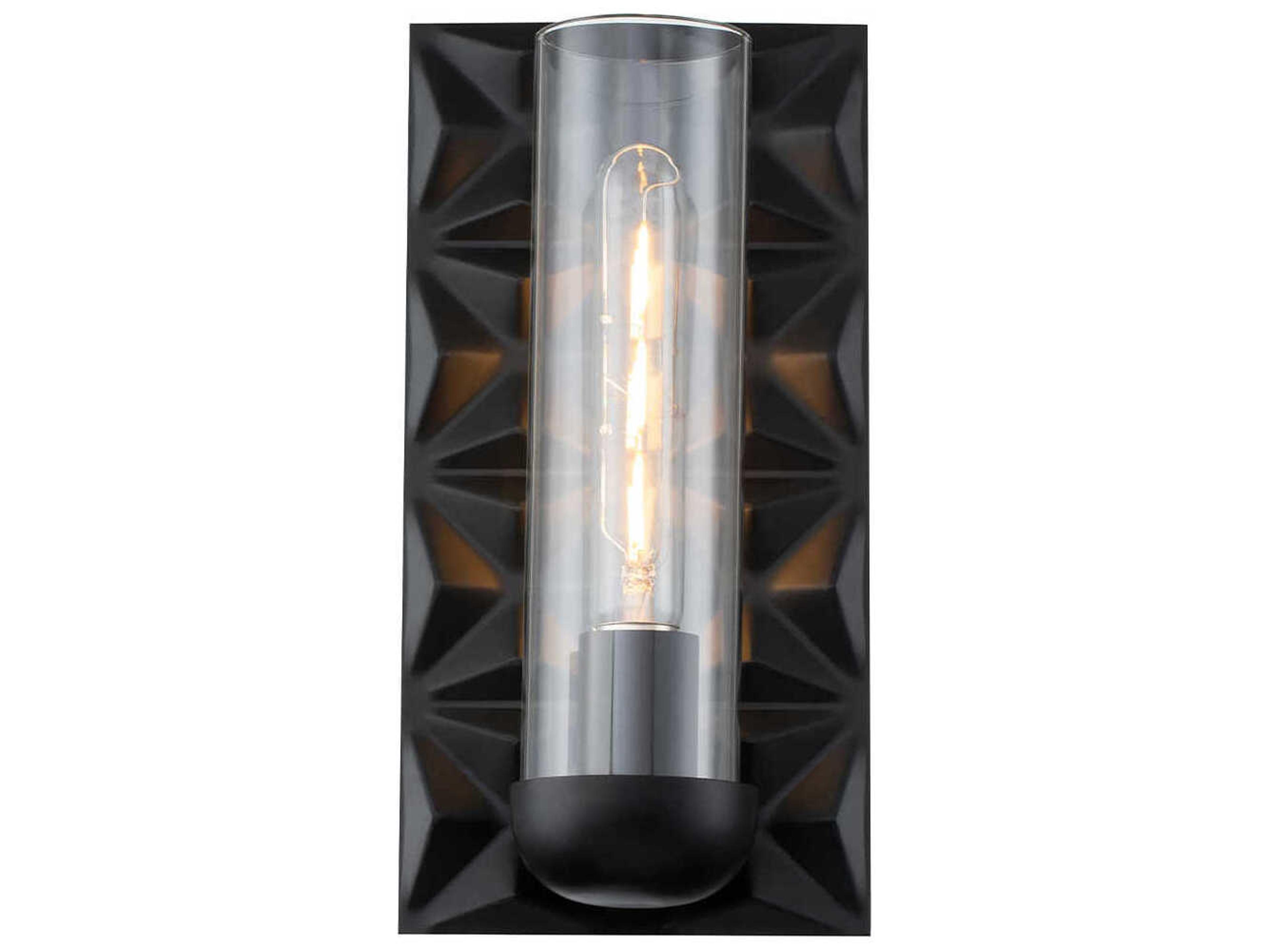 Lucas McKearn Alpha 1-Light Matte Black Bronze Glass Wall Sconce