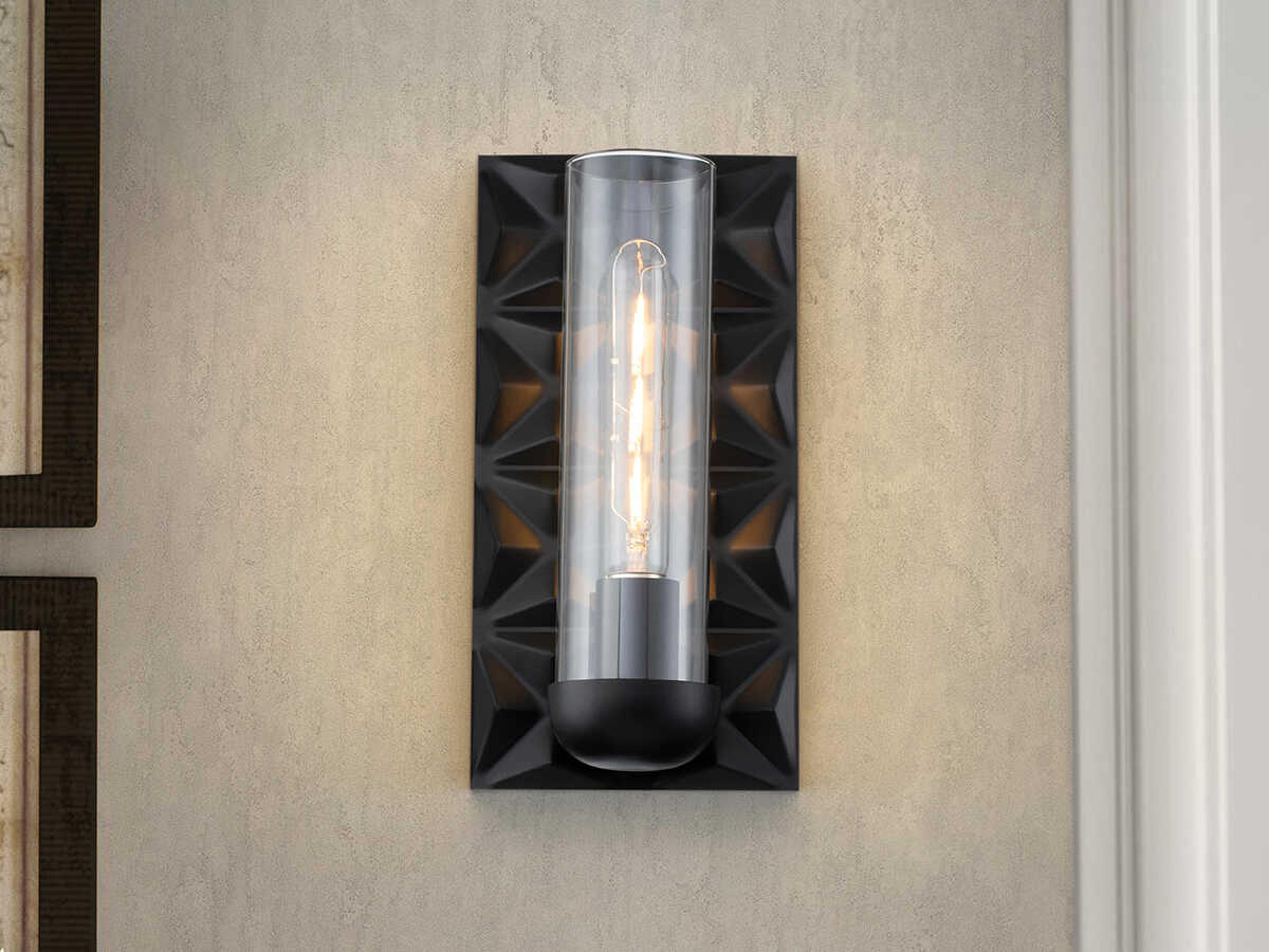 Lucas McKearn Alpha 1-Light Matte Black Bronze Glass Wall Sconce