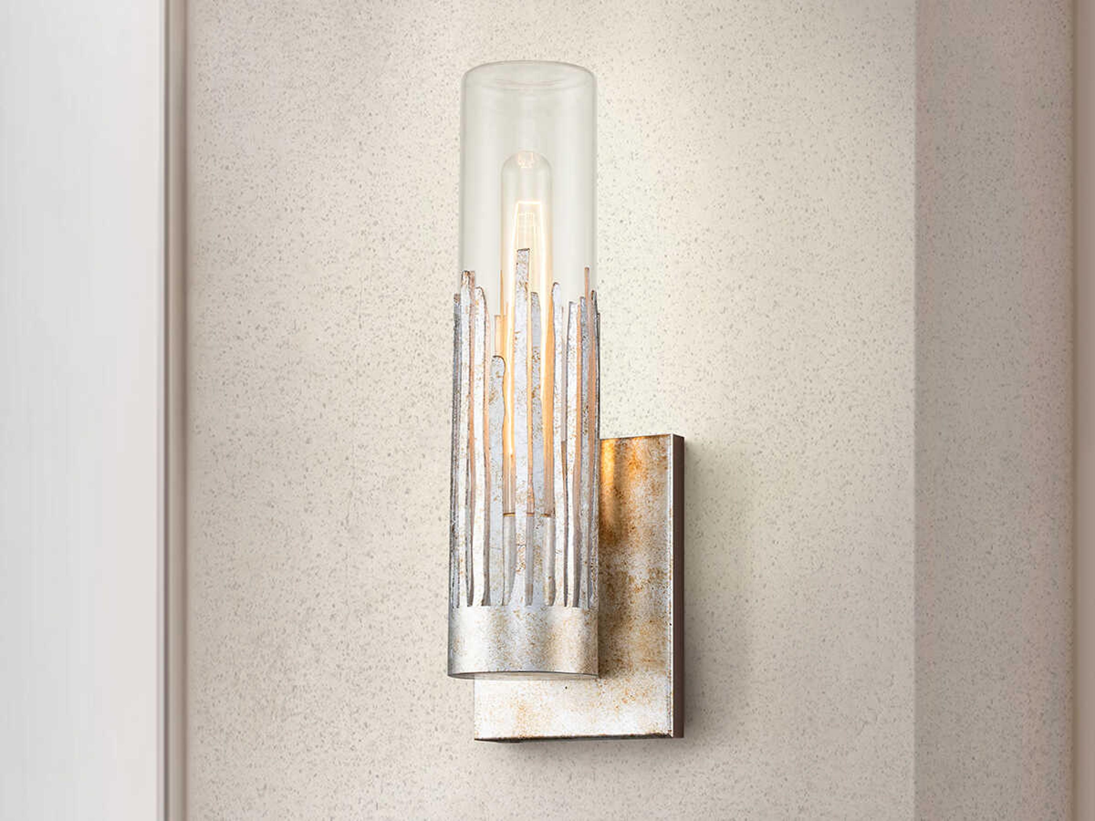 Lucas McKearn Sawgrass 1-Light Silver Glass Wall Sconce