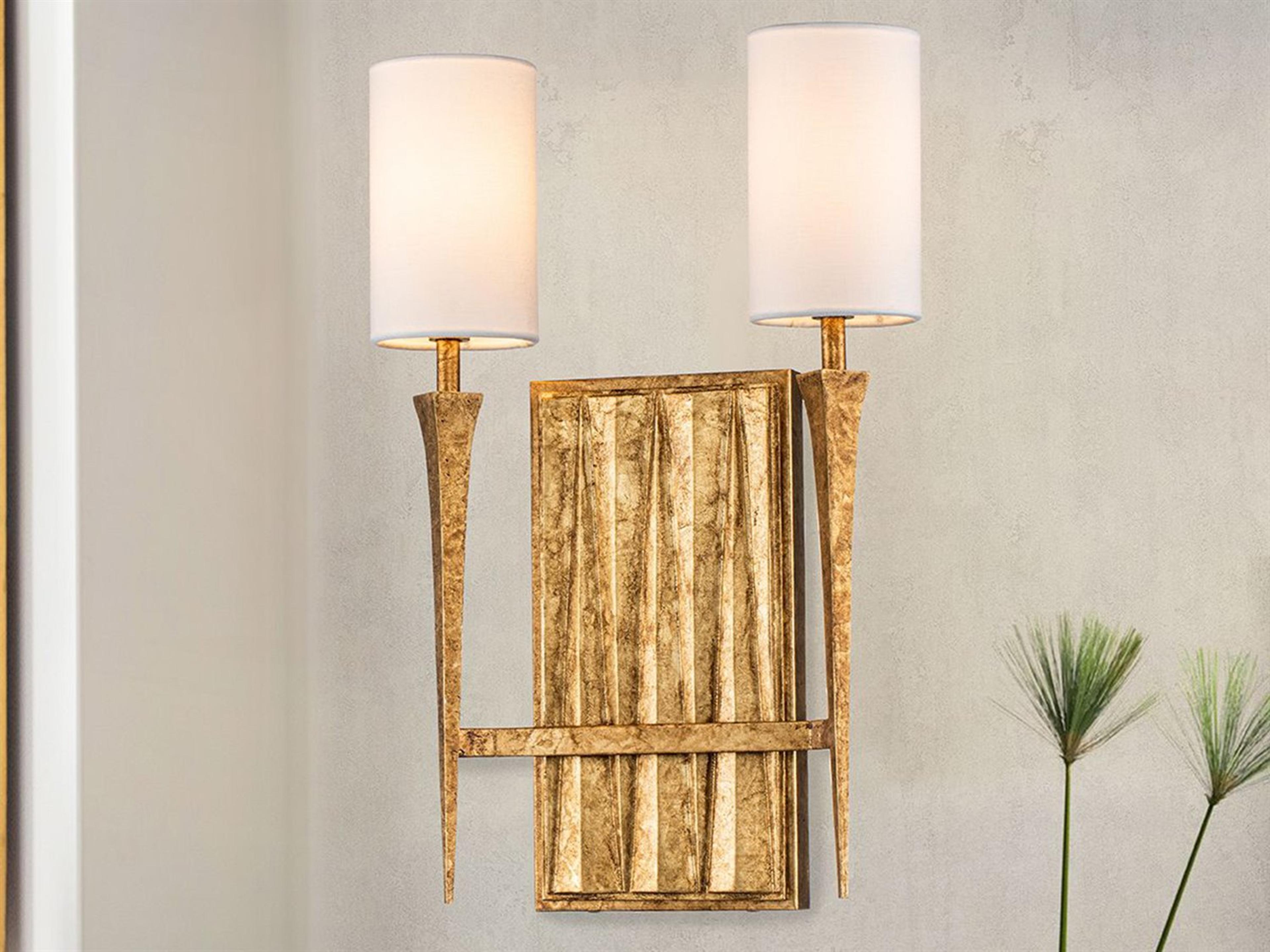 Lucas McKearn Crest 2-Light Gold Leaf Wall Sconce