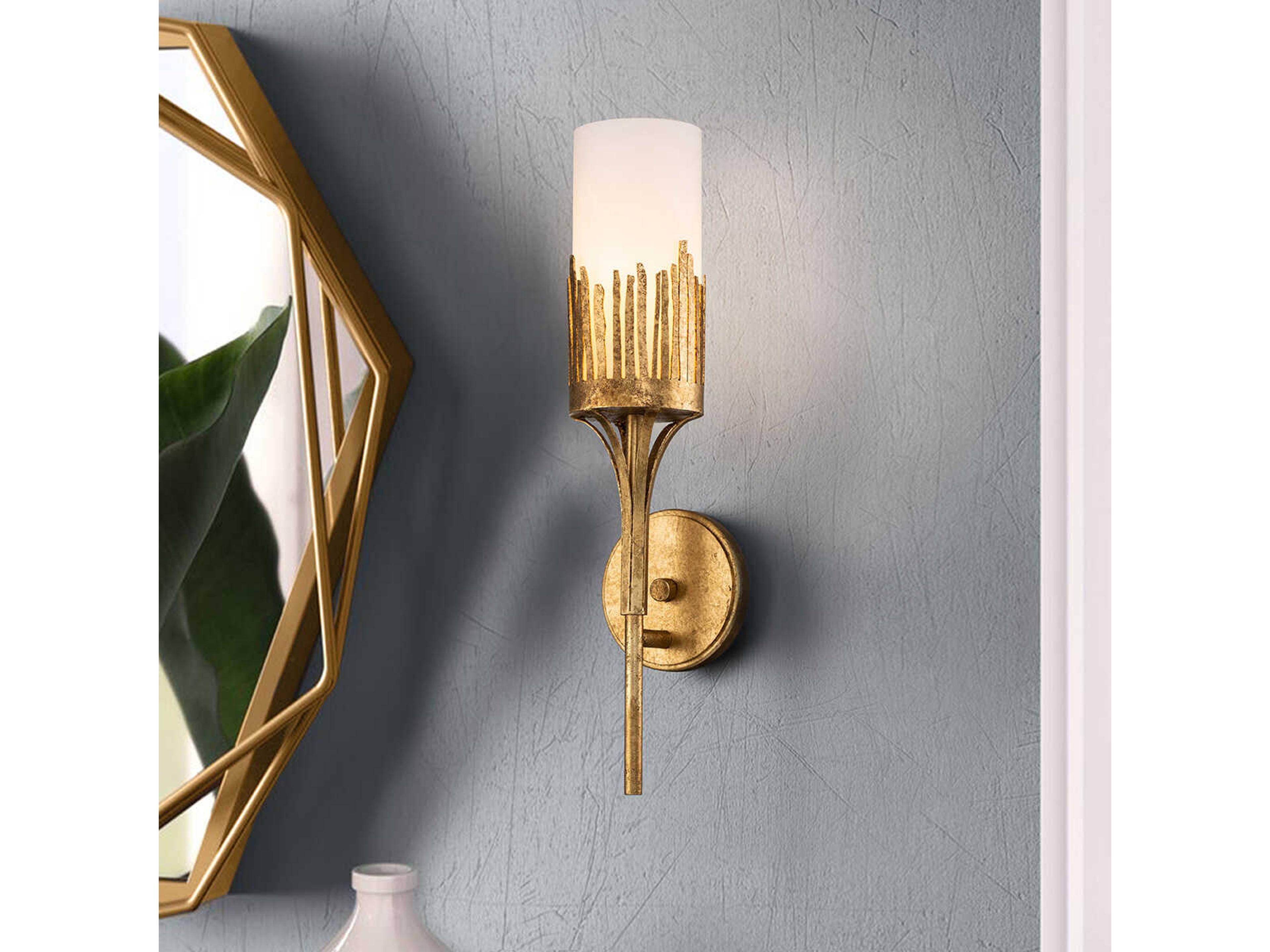 Lucas McKearn Manor 1-Light Gold Glass Wall Sconce