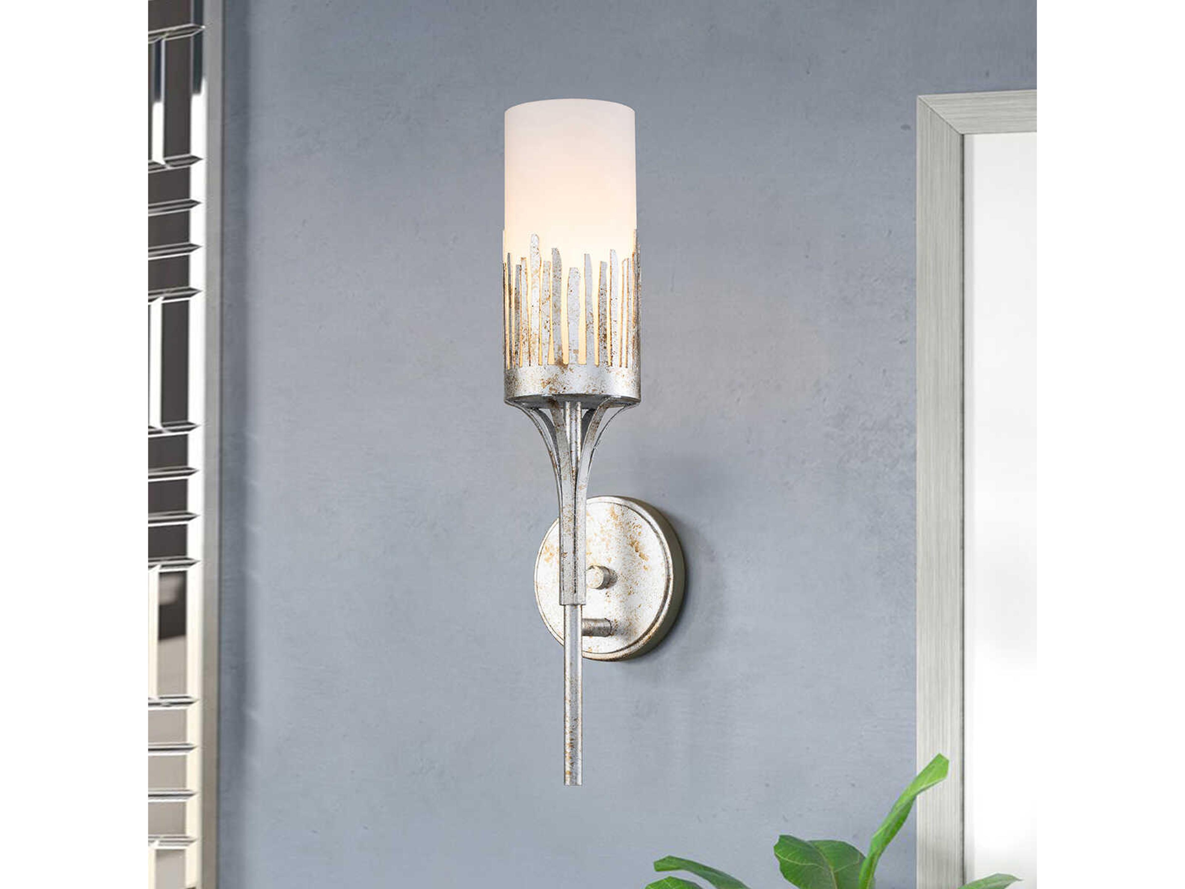 Lucas McKearn Manor 1-Light Silver Glass Wall Sconce