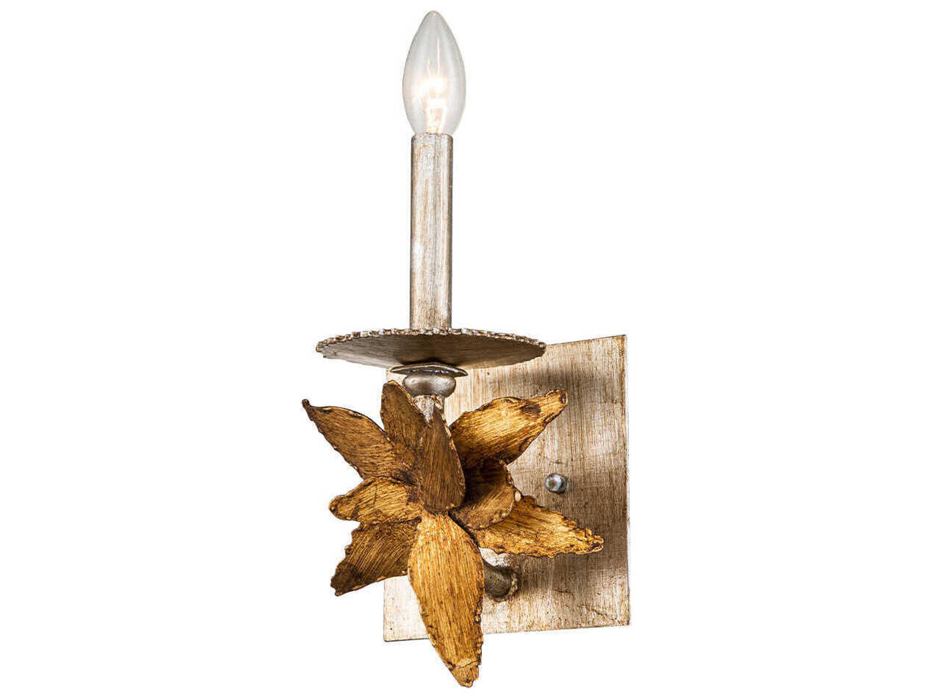 Toissant 1-Light Gold Leaf Silver Wall Sconce