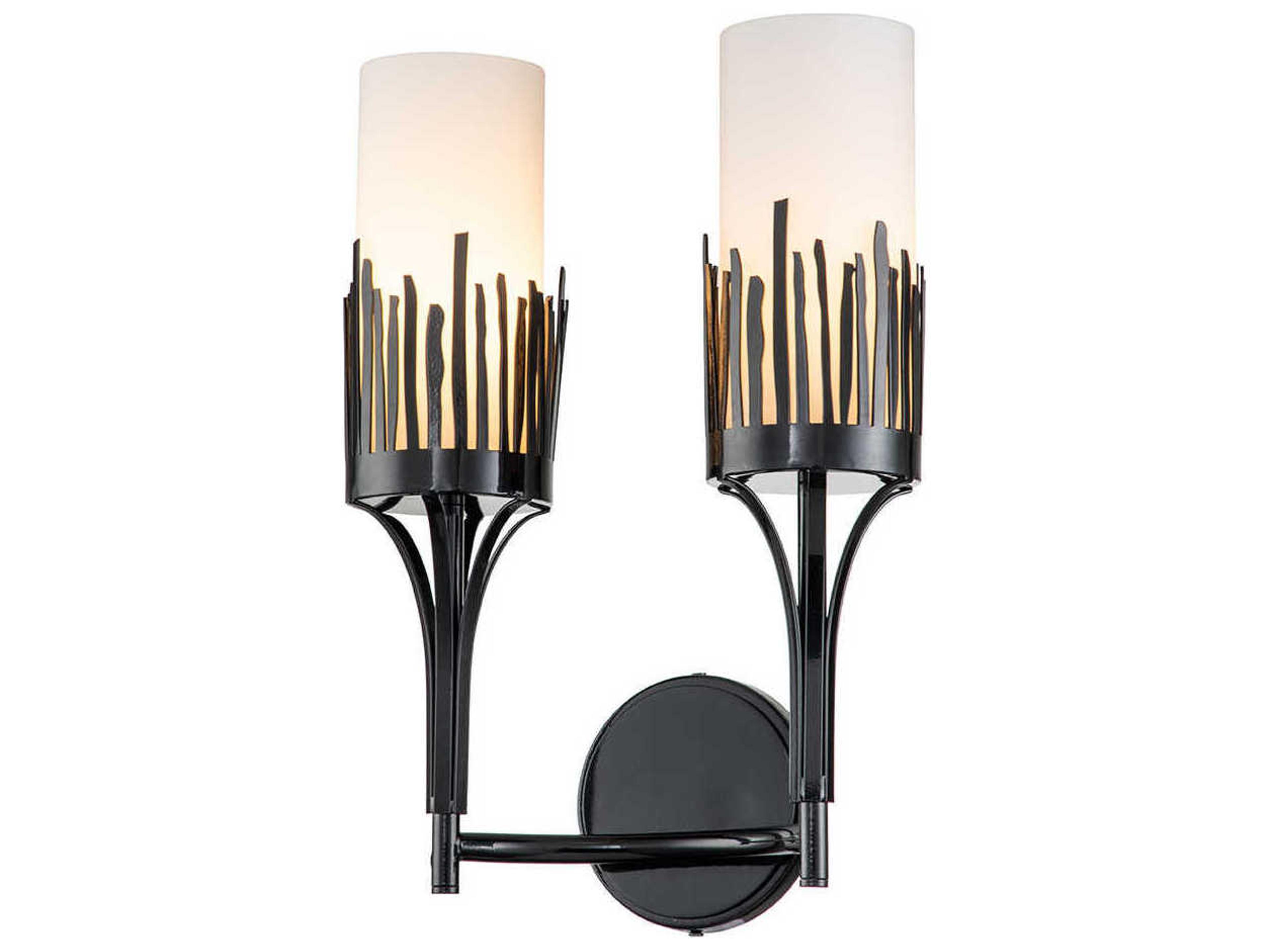 Sawgrass 2-Light Lacquered Black Glass Wall Sconce