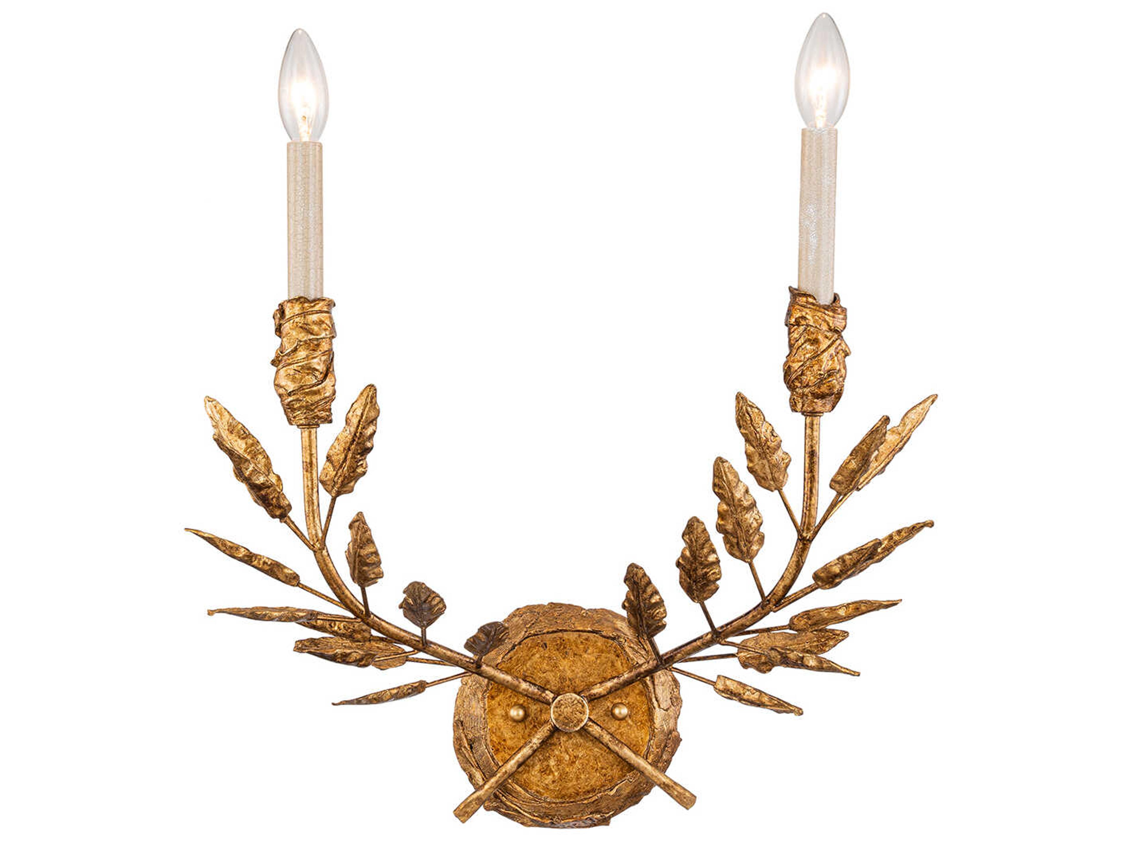 Palm Dor 2-Light Gold Wall Sconce