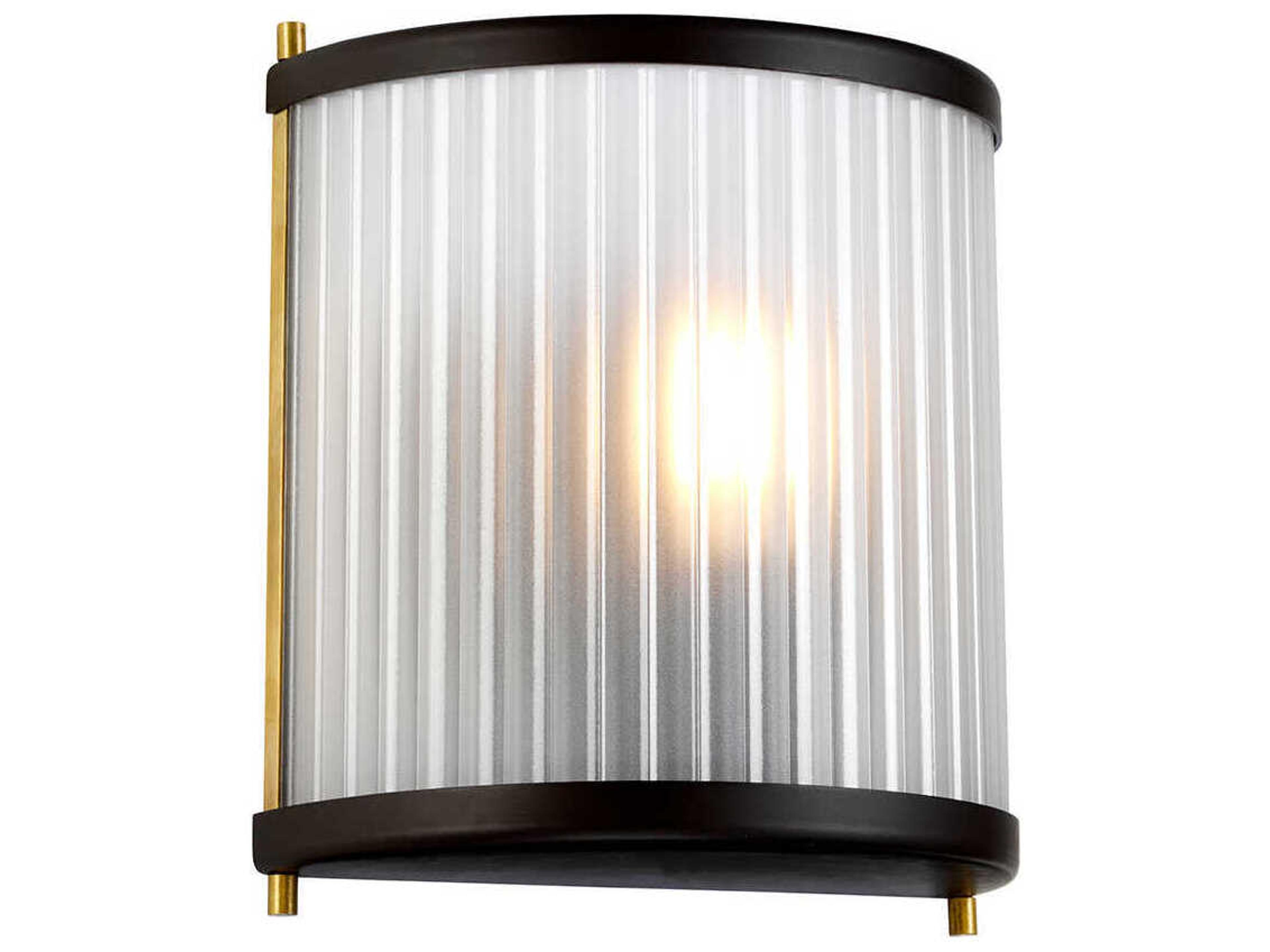 Corona 1-Light Museum Bronze Black Glass Wall Sconce