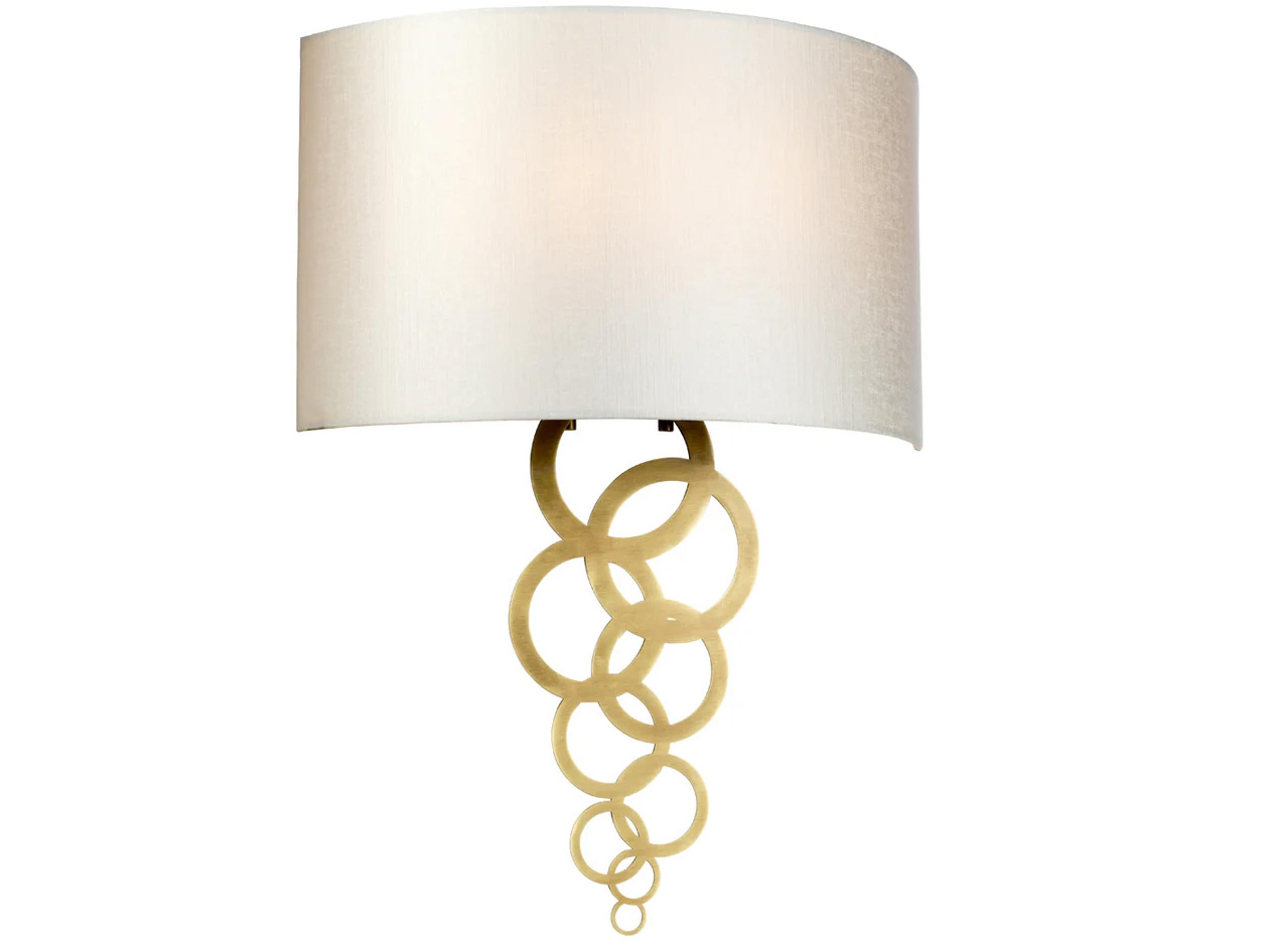 Curtis 2-Light Aged Brass Ivory Shade Wall Sconce