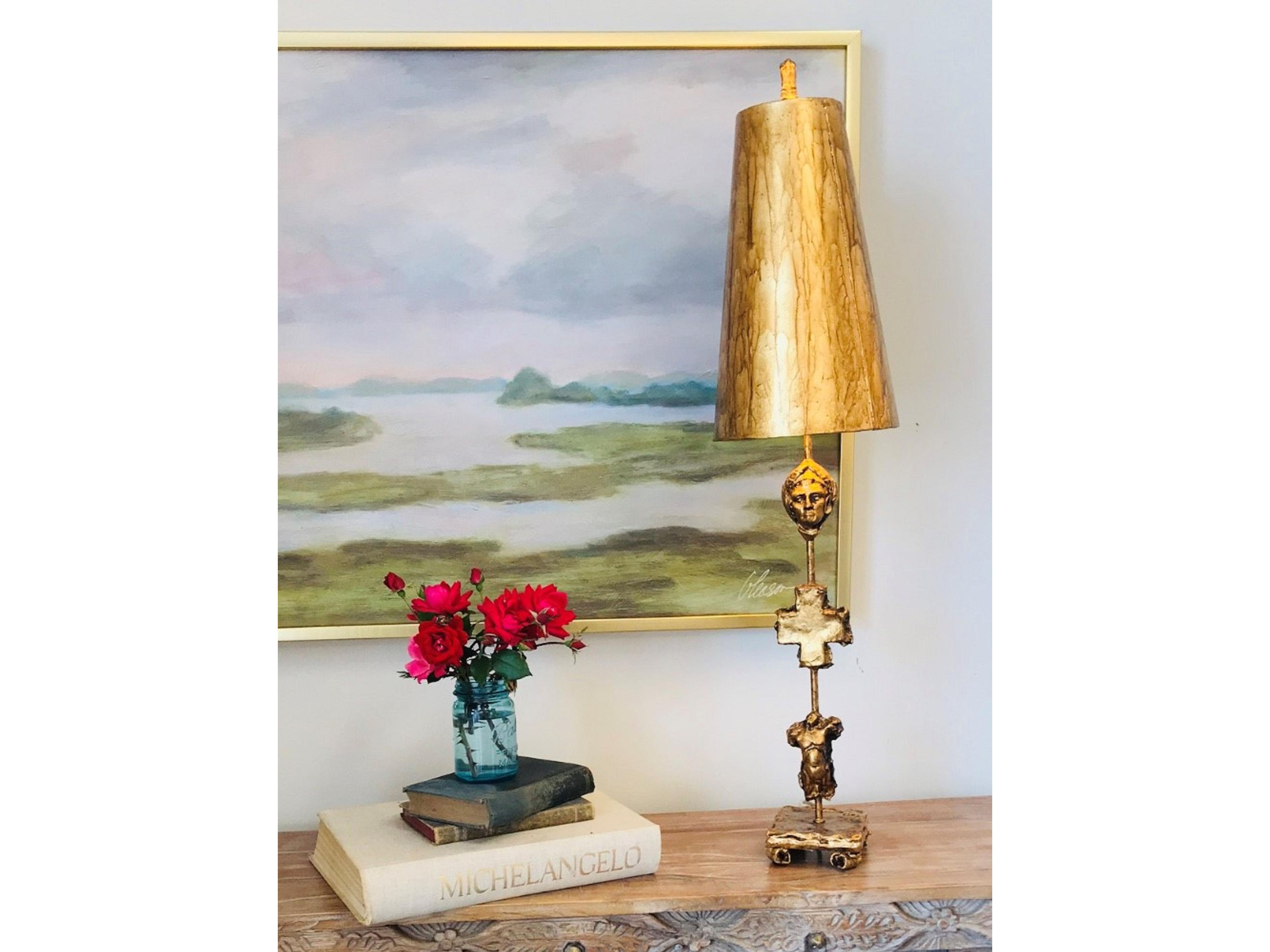 Lucas McKearn Fragment Gold Leaf Umber Glaze Black Buffet Lamp