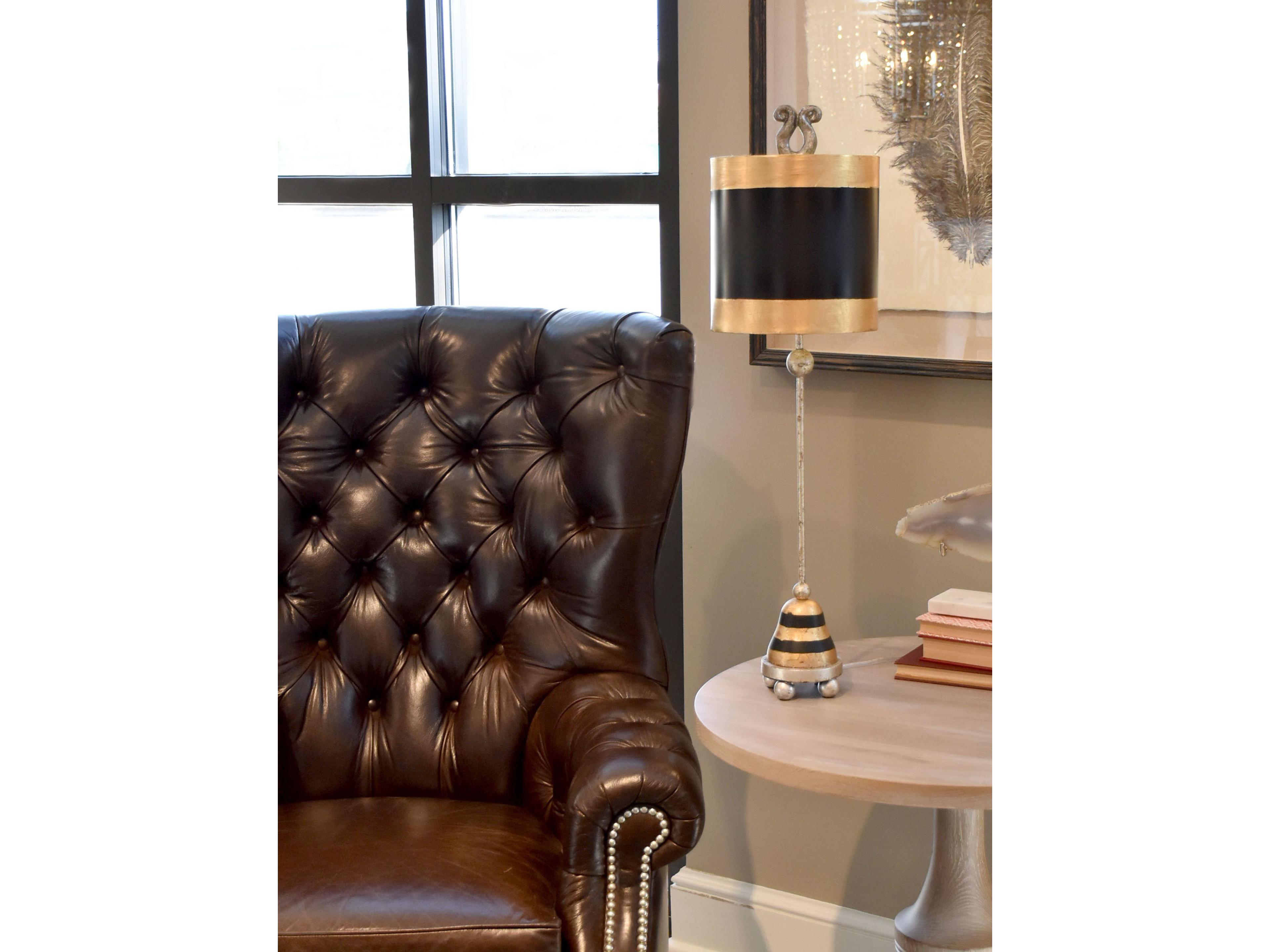 Lucas McKearn Phoenician Silver Leaf Black And Gold Buffet Lamp