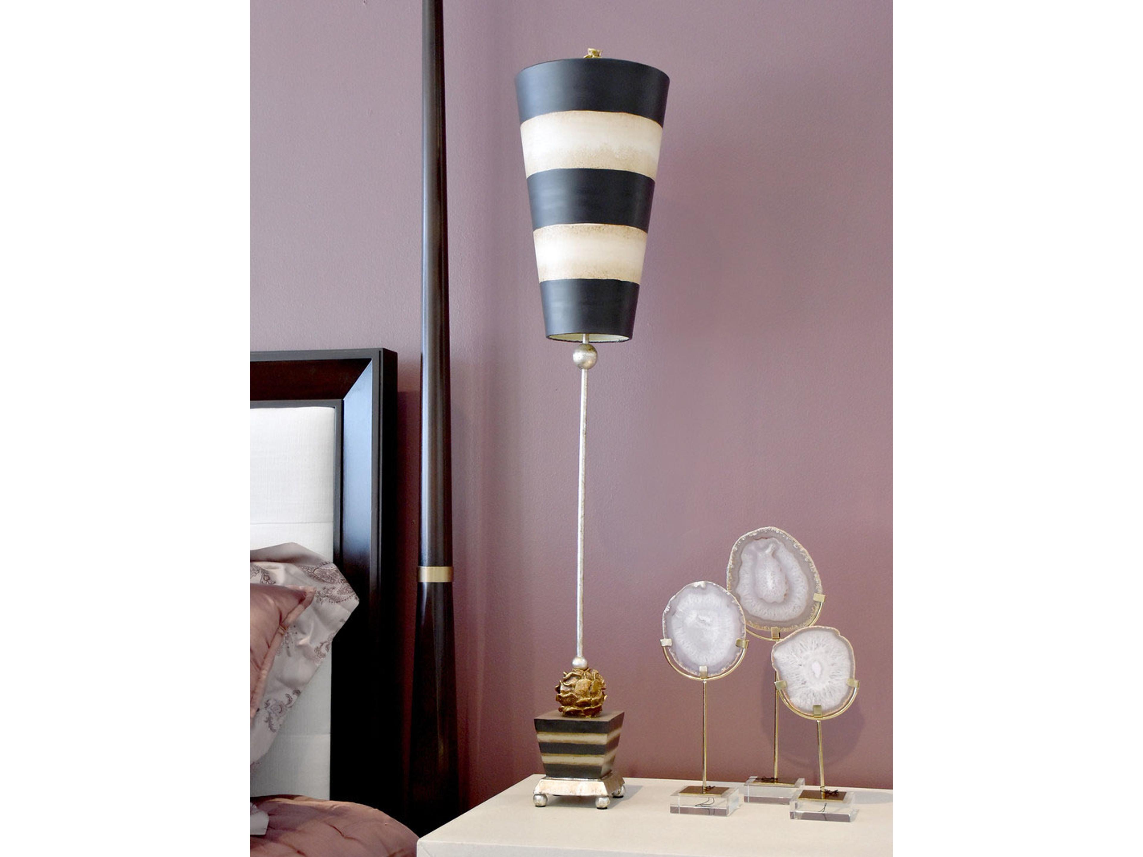 Lucas McKearn Peony Silver Leaf Black Taupe Gold Buffet Lamp
