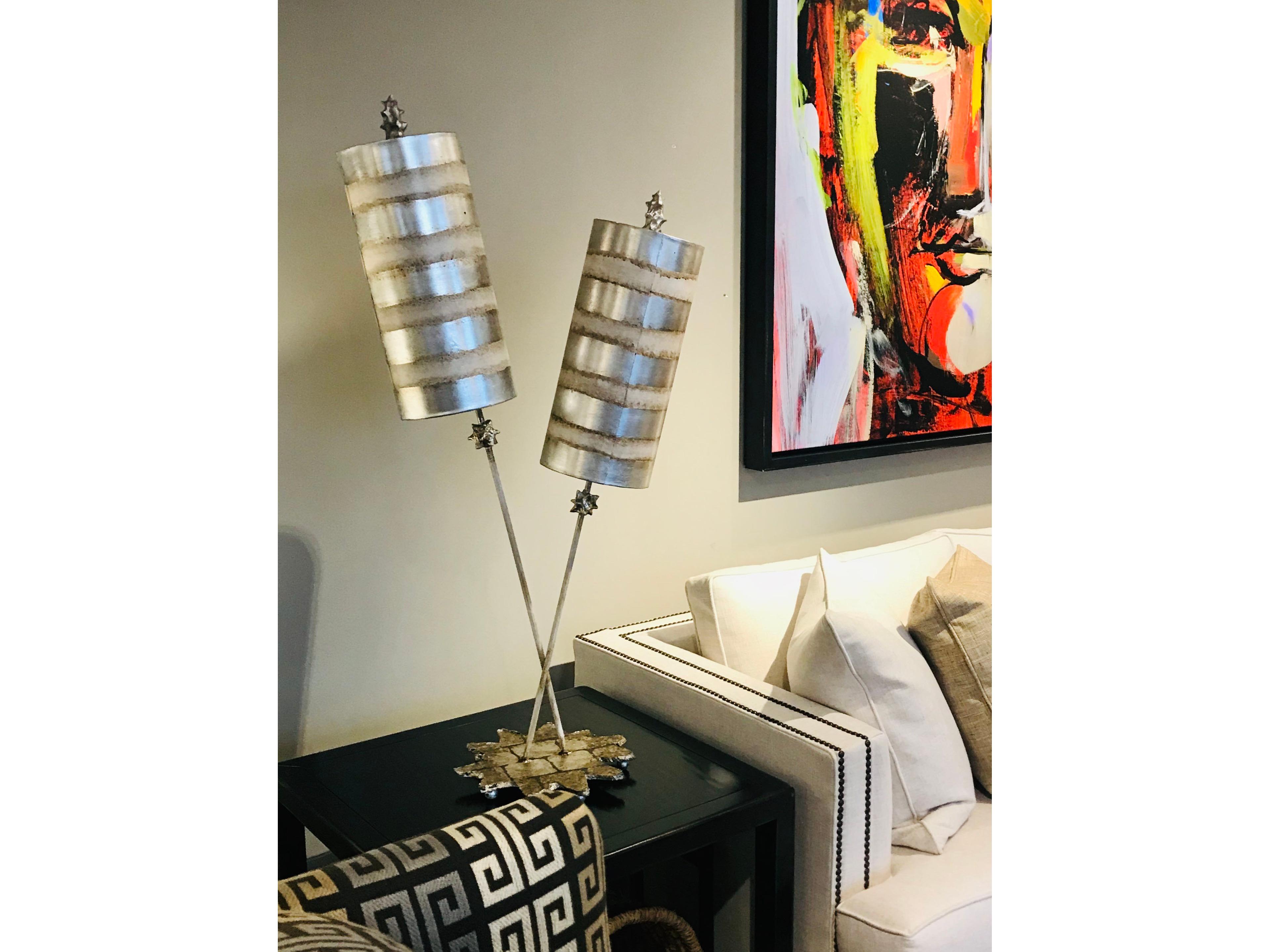 Lucas McKearn Nettle Luxe Silver Striped Buffet Lamp