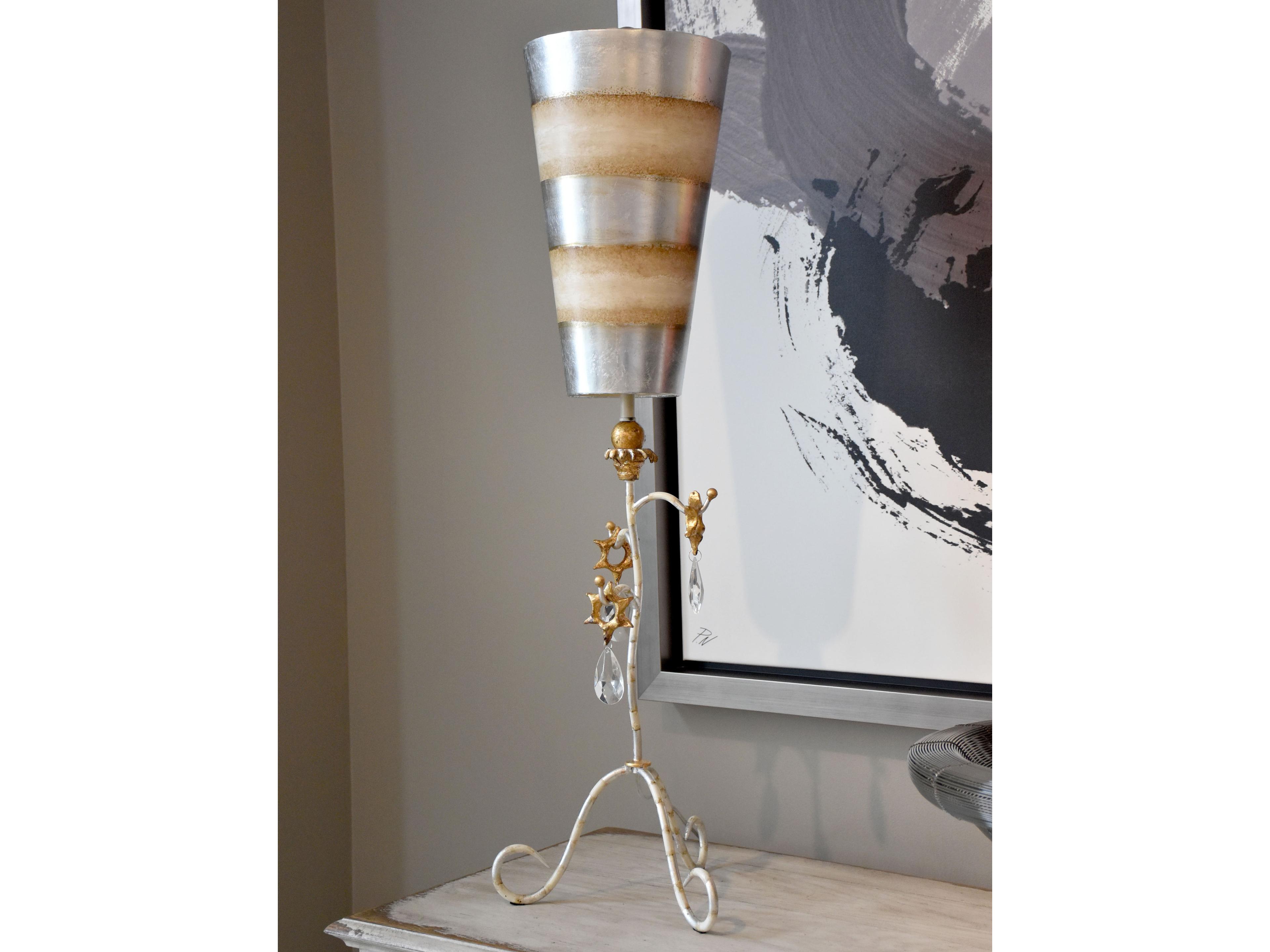 Lucas McKearn Tivoli Crystal Glass Cream Silver Off White Buffet Lamp