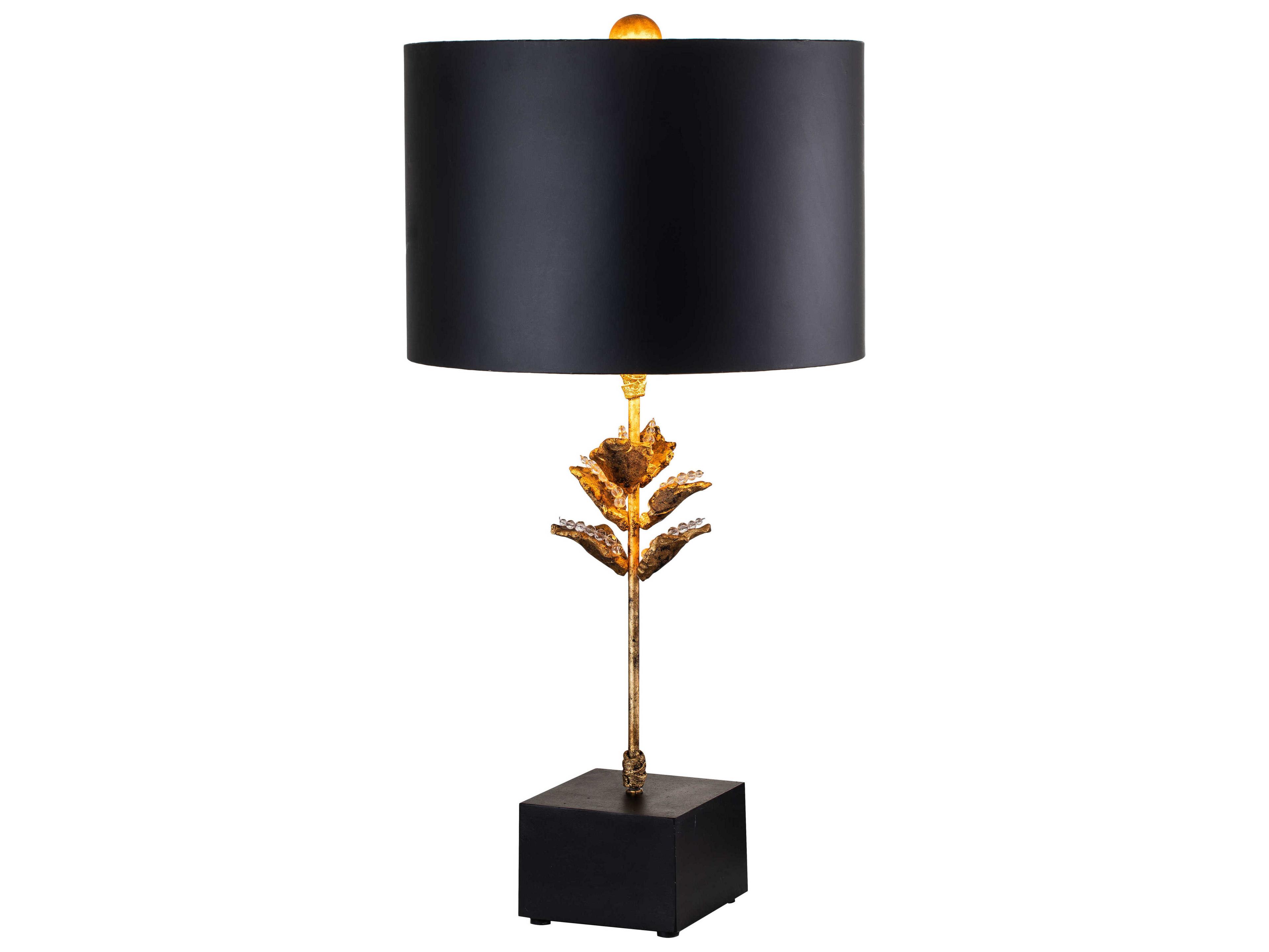 Camilia Antique Gold White Linen Buffet Lamp