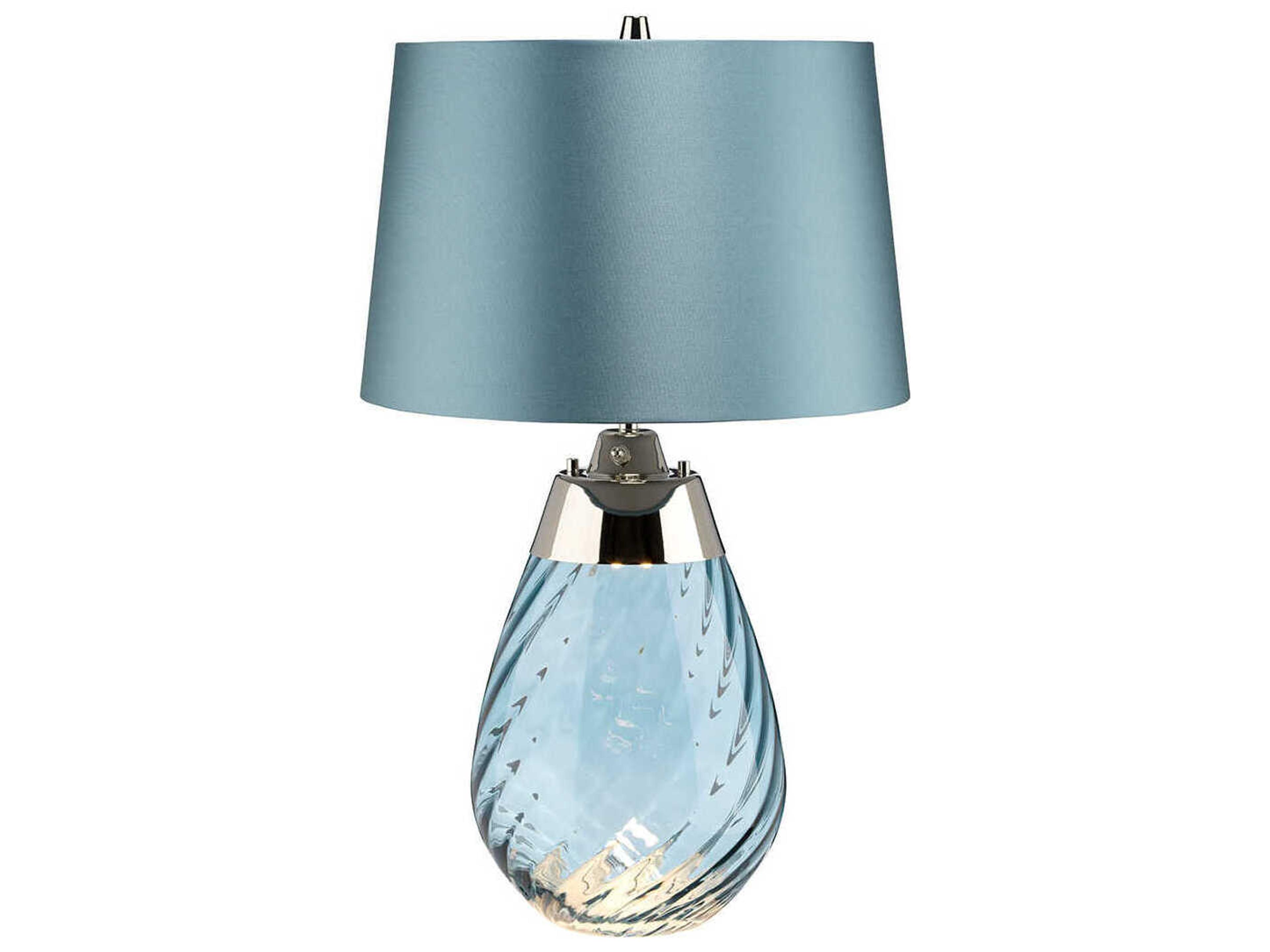Lena Blue Glass Table Lamp with Duck Egg Shade