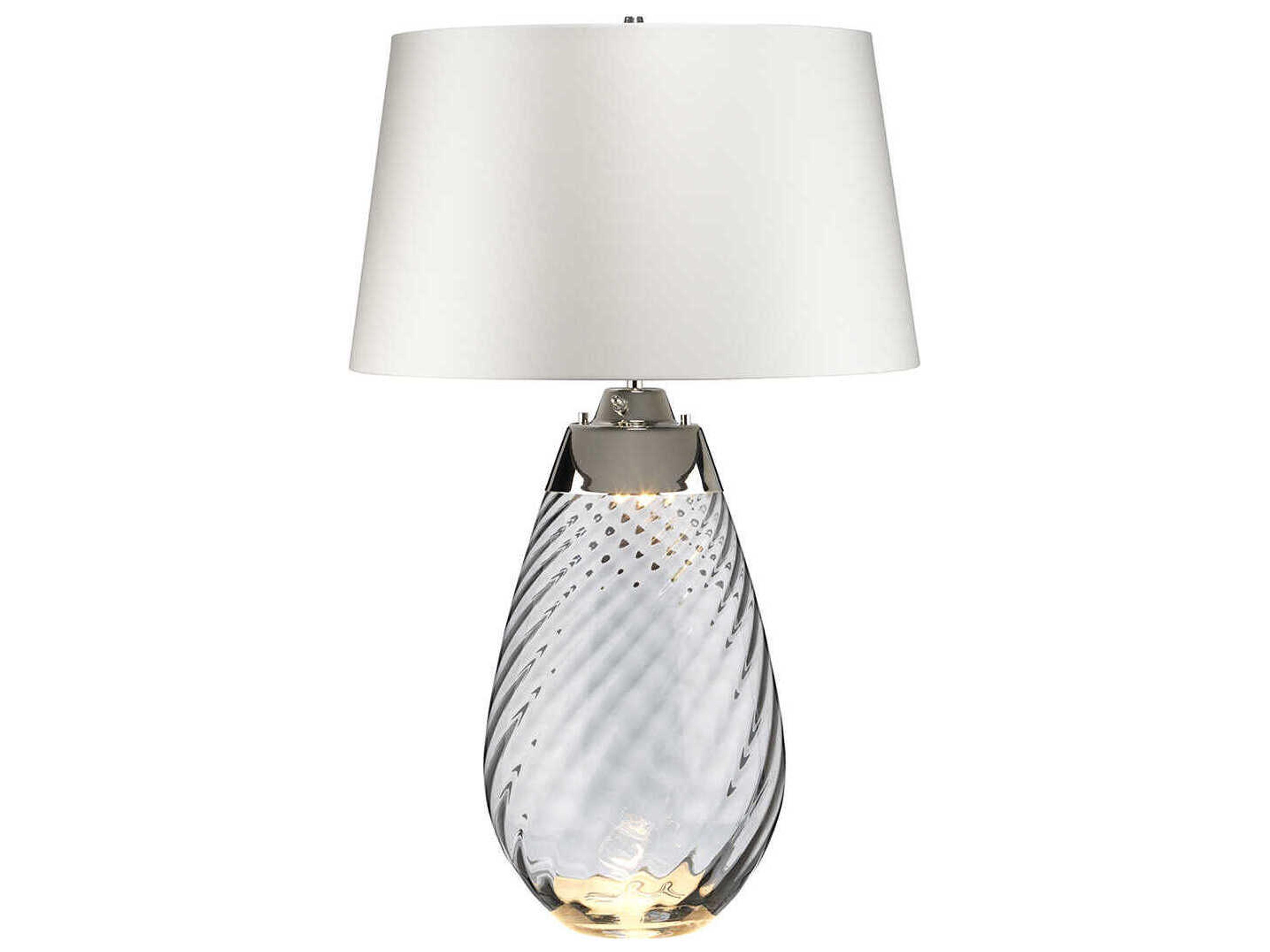 Lena Smoke Gray Glass Buffet Lamp with Off White Shade