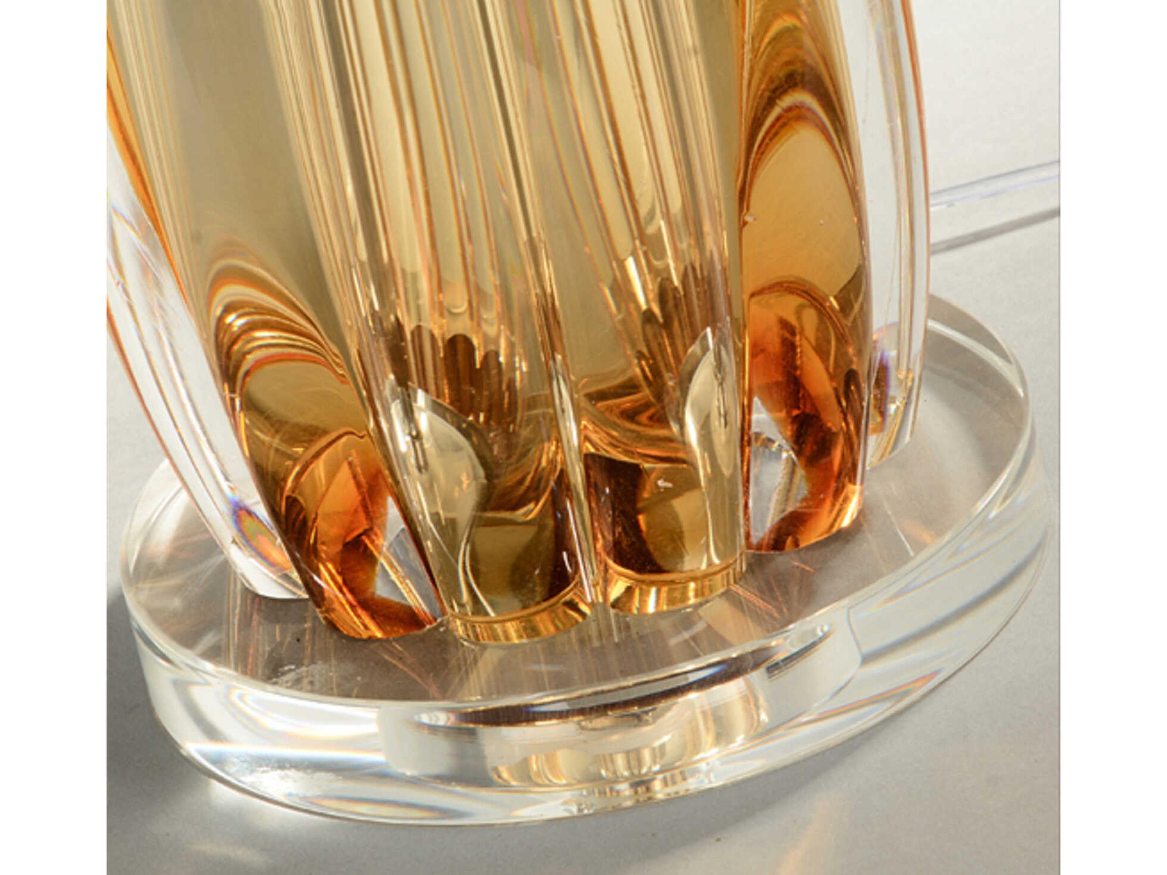 Lucas McKearn Cognac Clear Amber Glass White Fabric Orange Buffet Lamp