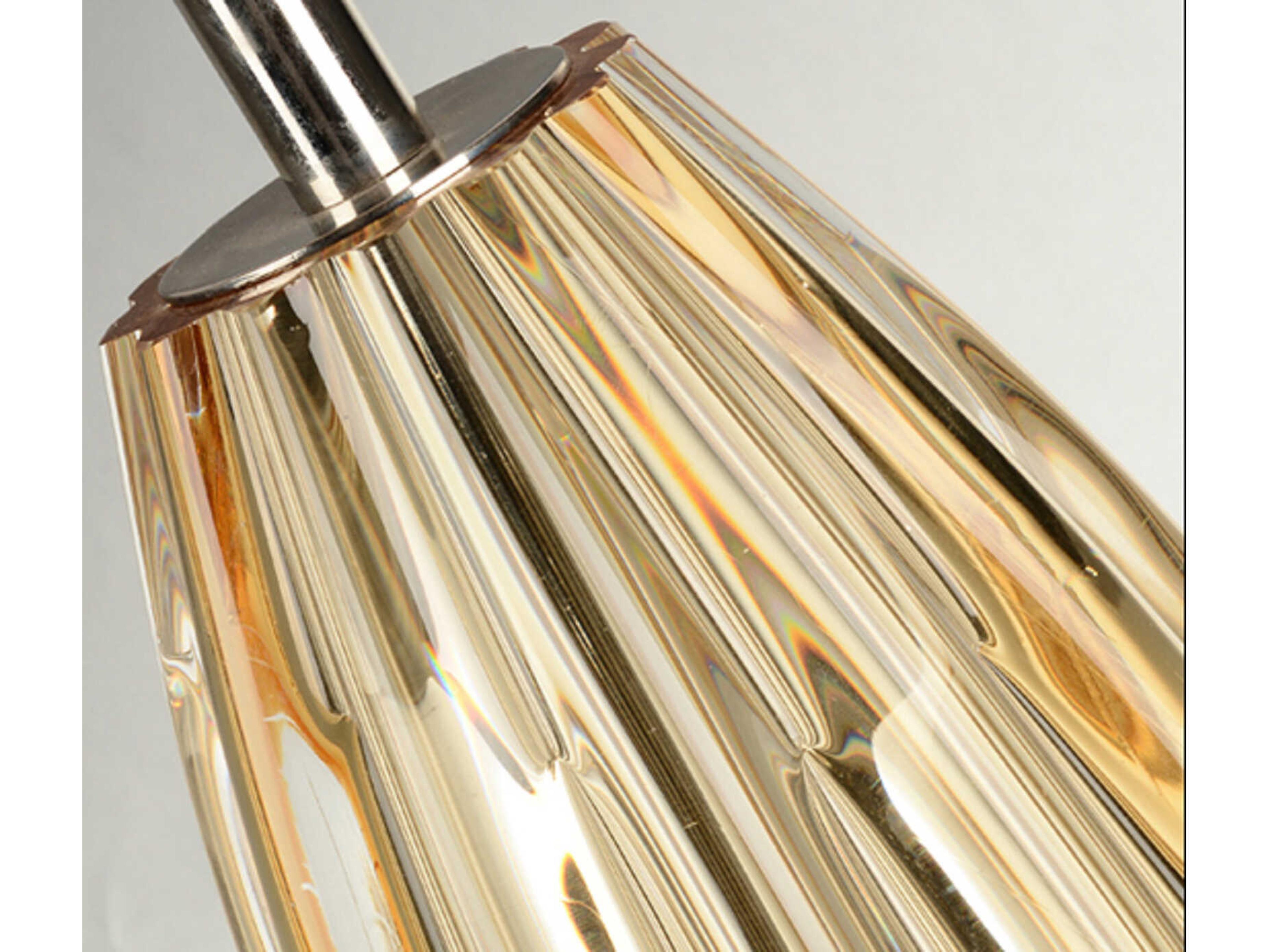 Lucas McKearn Cognac Clear Amber Glass White Fabric Orange Buffet Lamp