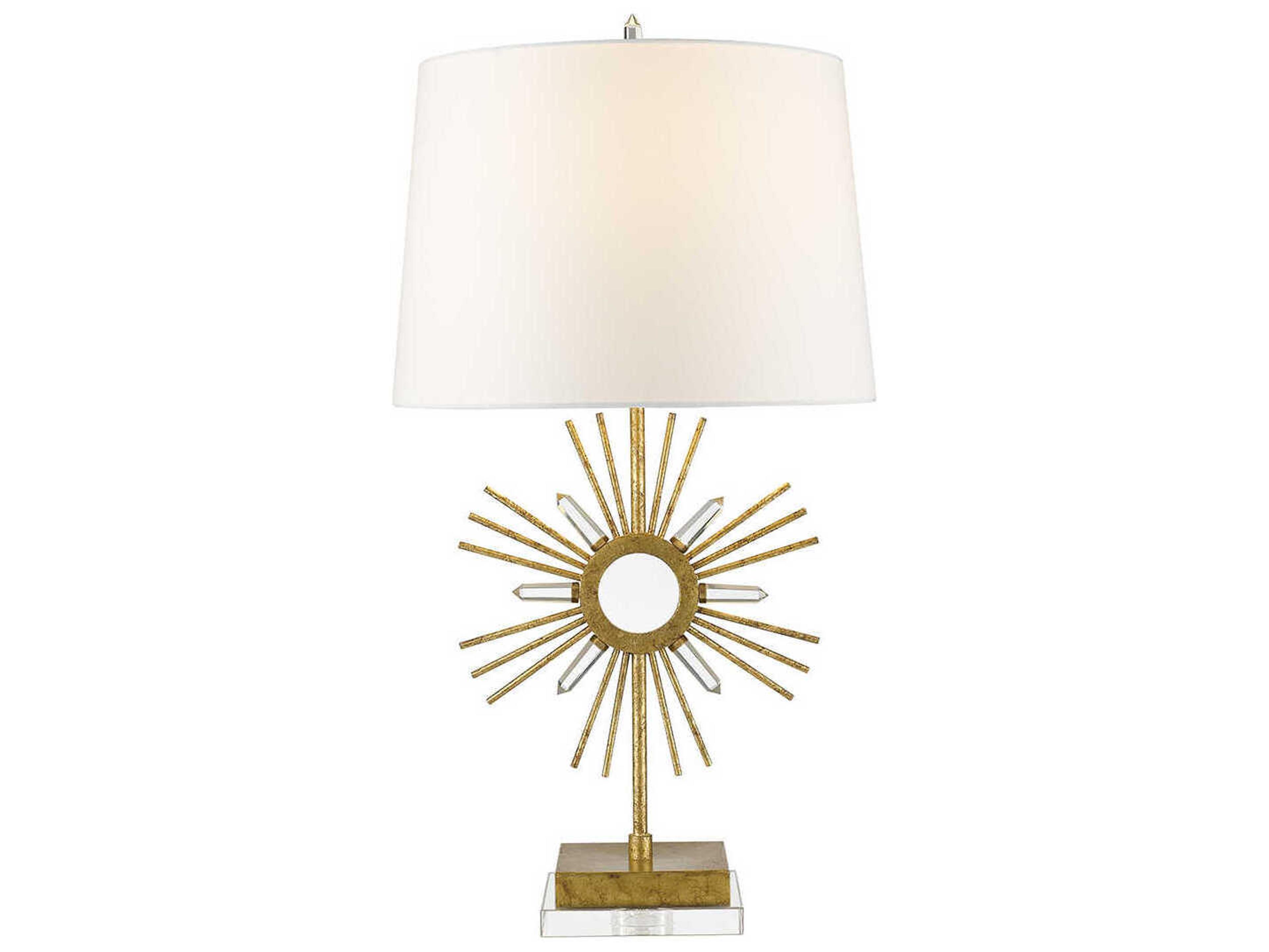 Sun King Distressed Gold Quartz Crystal Buffet Lamp