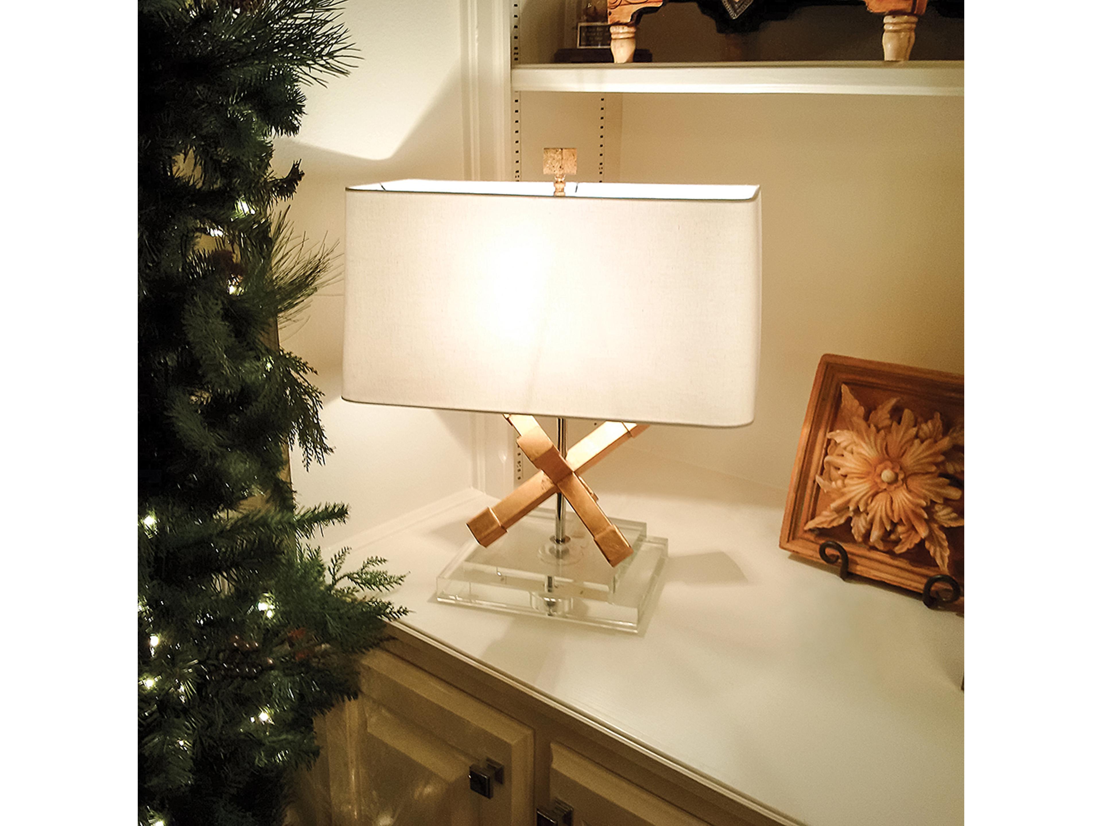 Lucas McKearn Jackson Distressed Gold Chrome Crystal Table Lamp