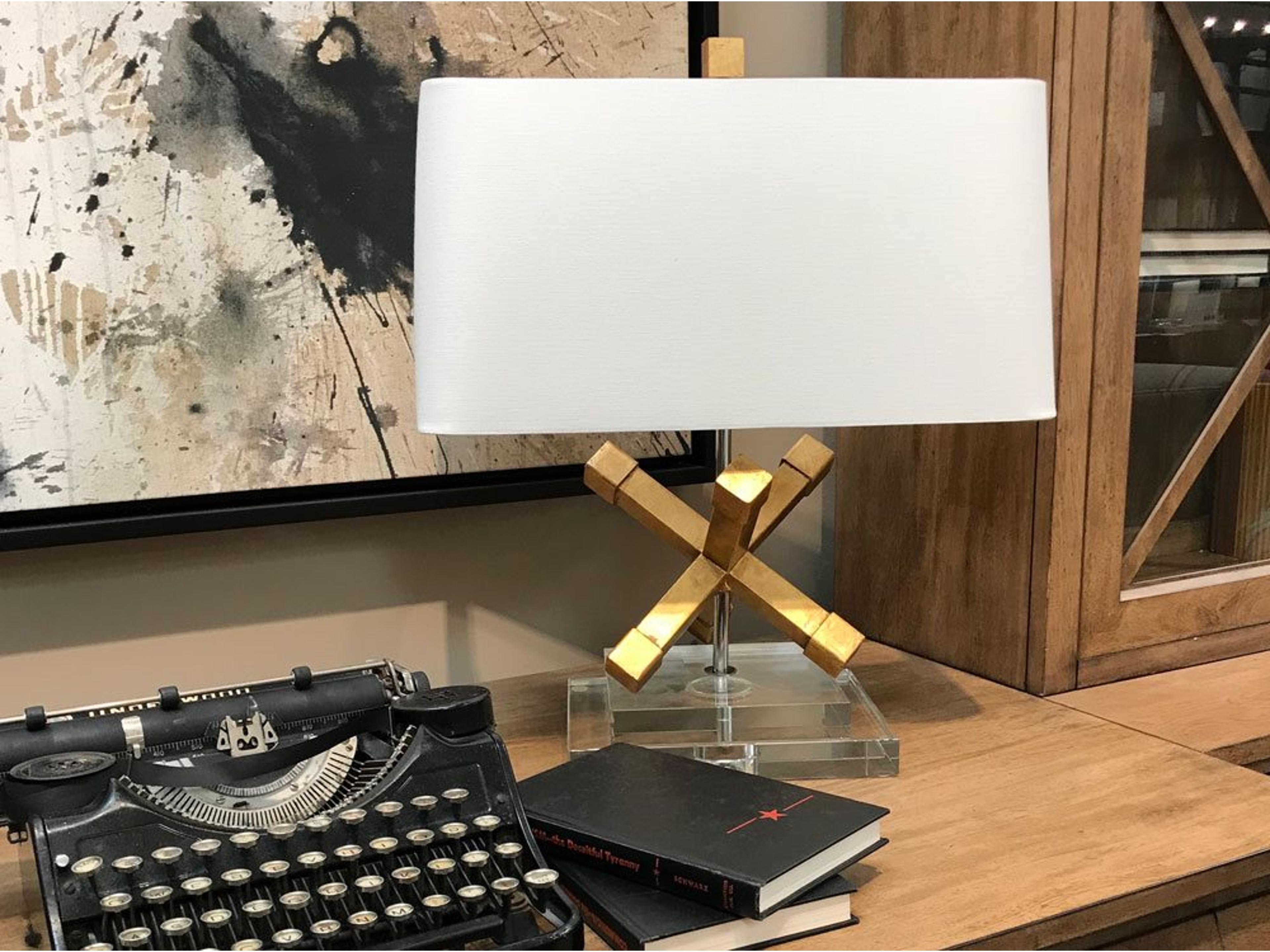 Lucas McKearn Jackson Distressed Gold Chrome Crystal Table Lamp