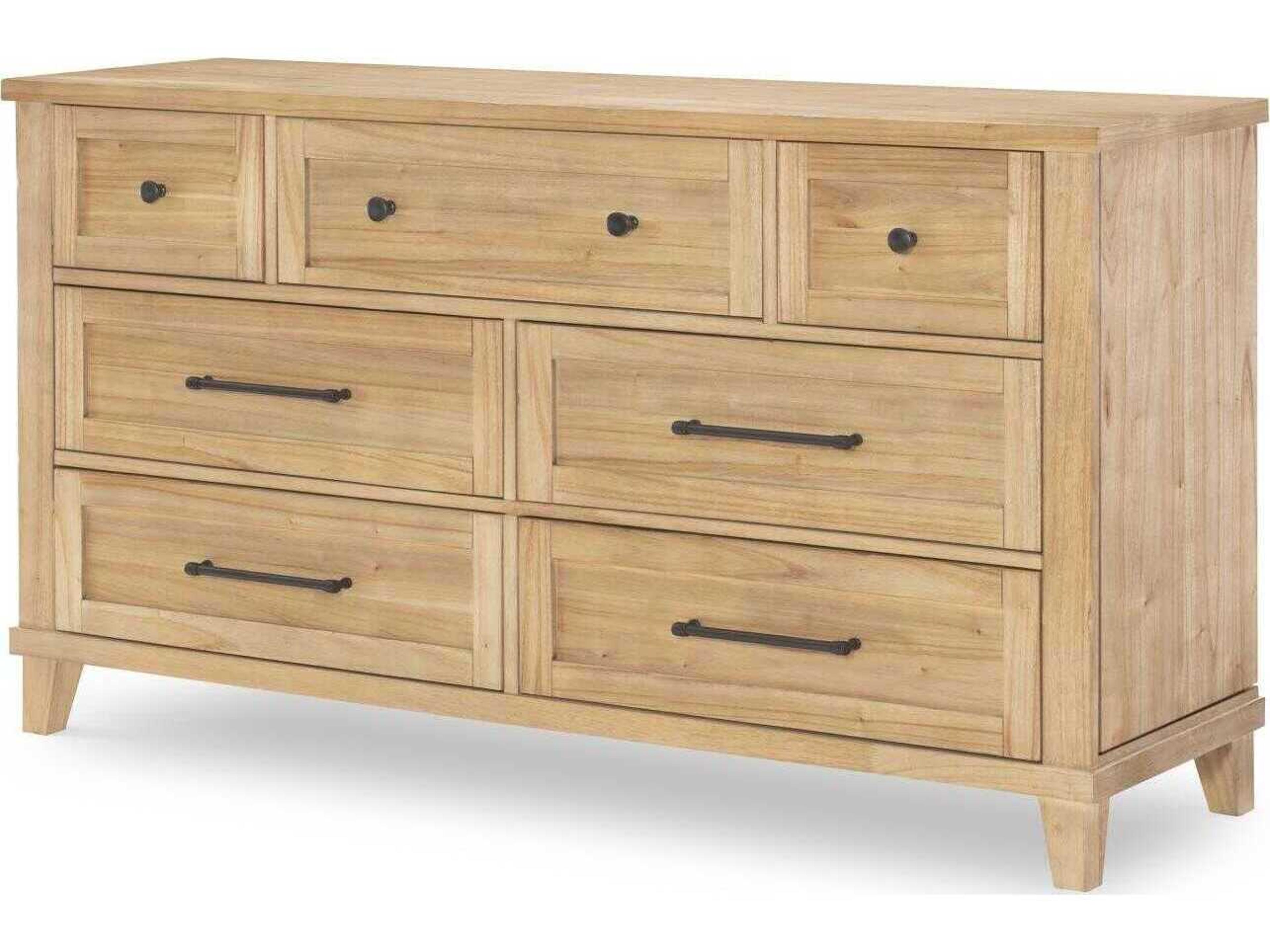 Xxxs And Ooos 7-Drawers Brown Hardwood Double Dresser