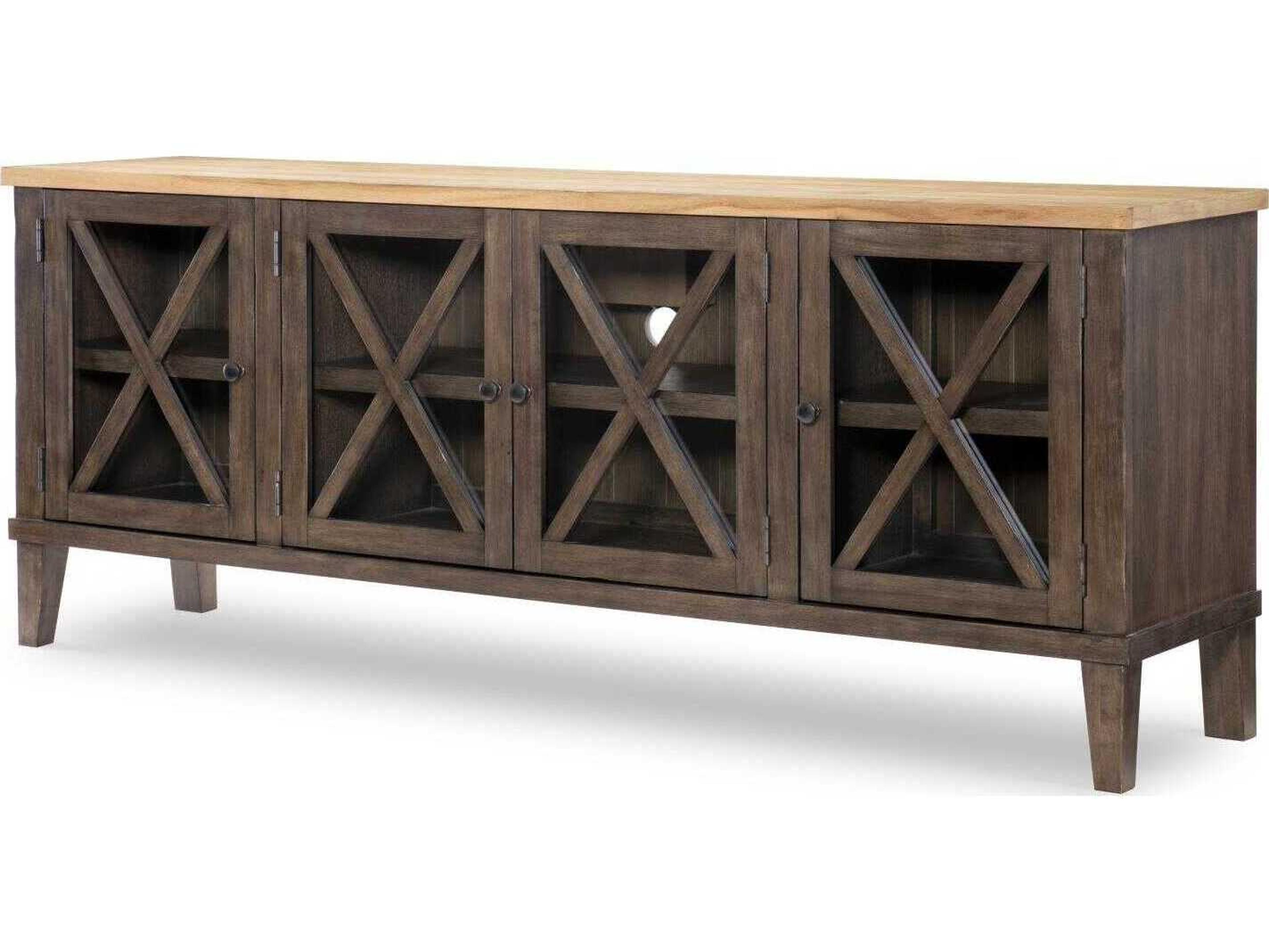 Xxxs And Ooos 82" Hardwood Amber Cocoa Media Console