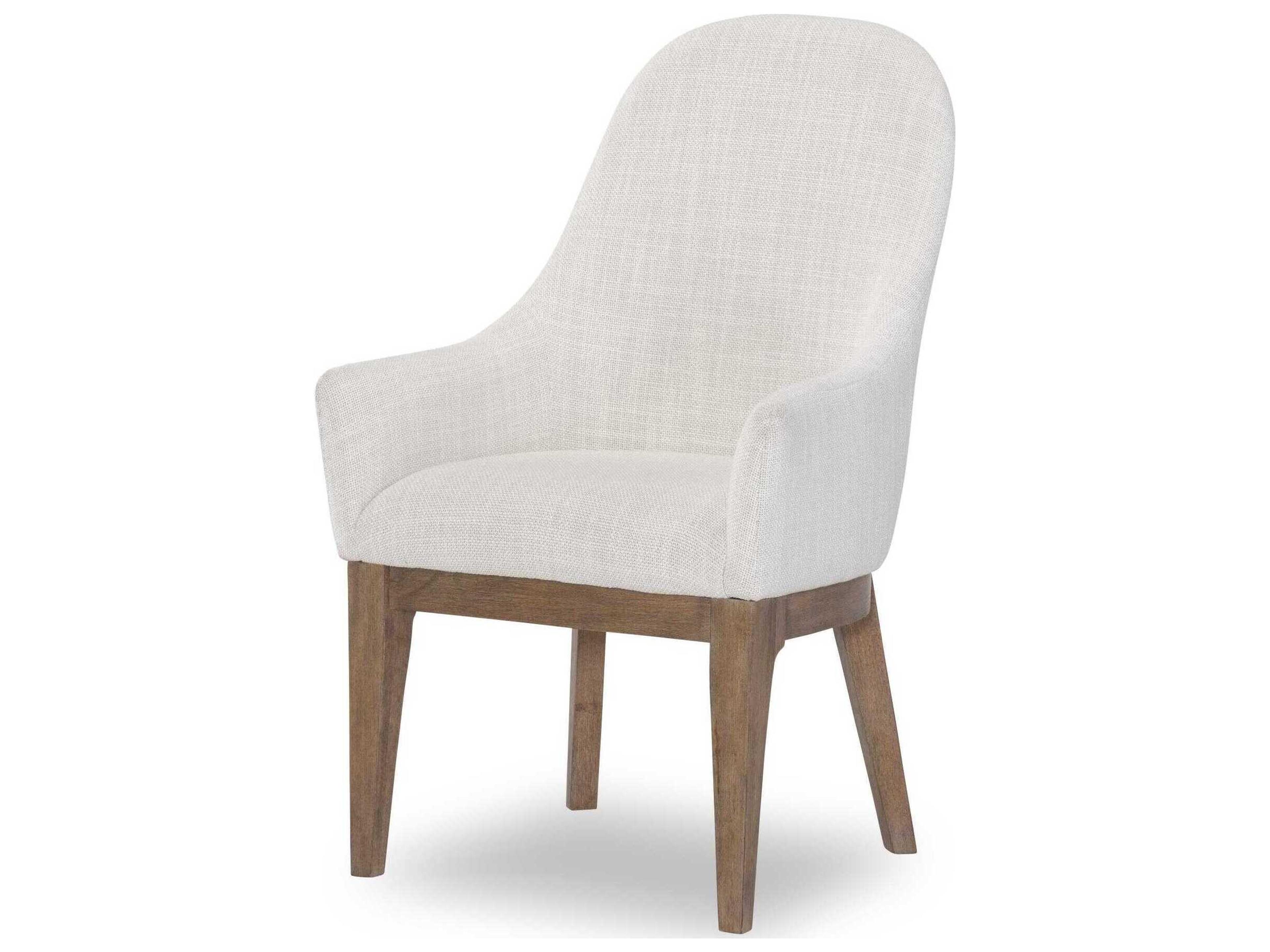 Harmony Hardwood White Upholstered Arm Dining Chair