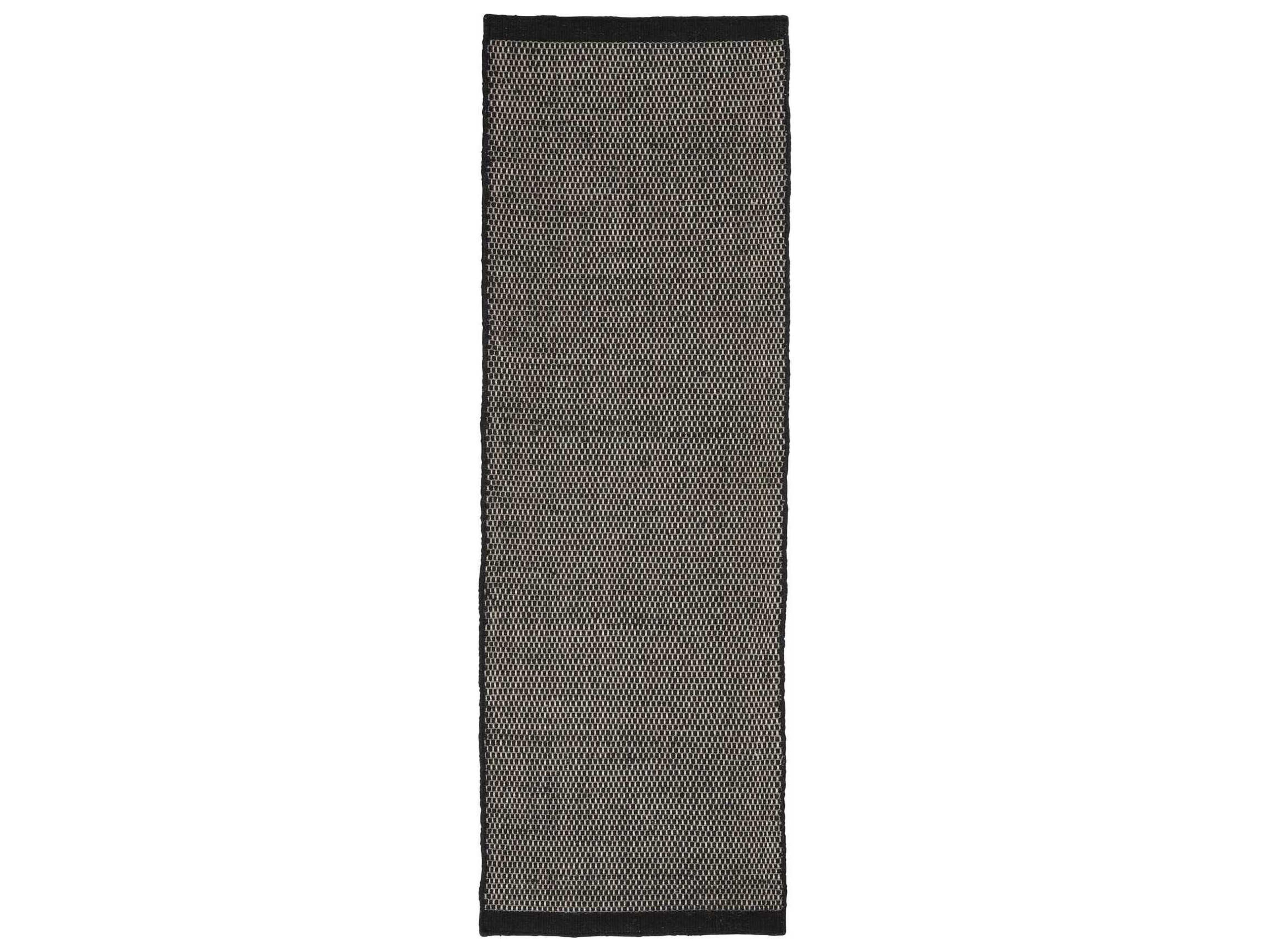 Asko Runner Rug Black Hand-Loomed Wool