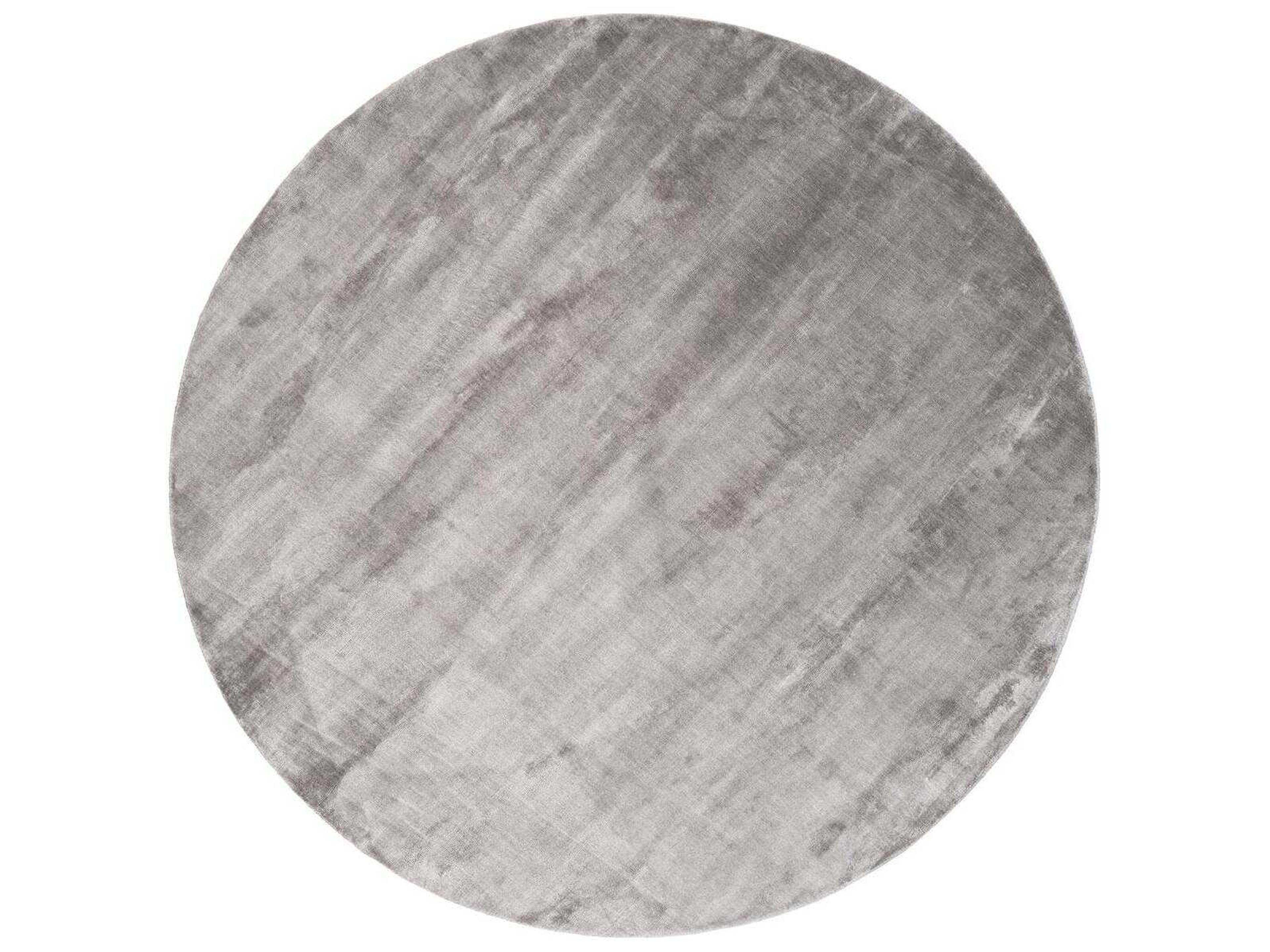 Lucens Round Rug Silver Hand-Loomed Viscose