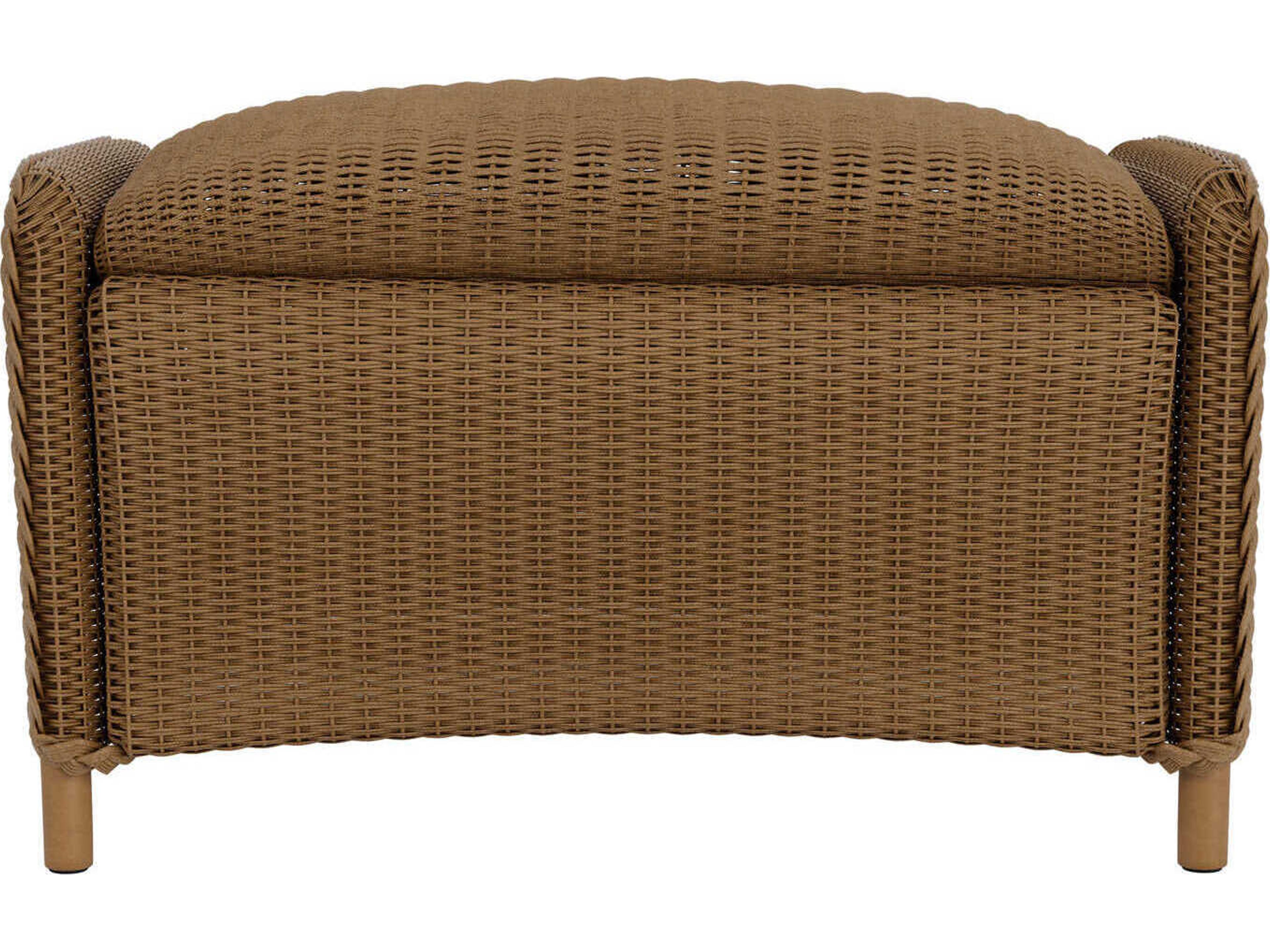 Lloyd Flanders Reflections Wicker Outdoor Patio Ottoman with Padded Seat