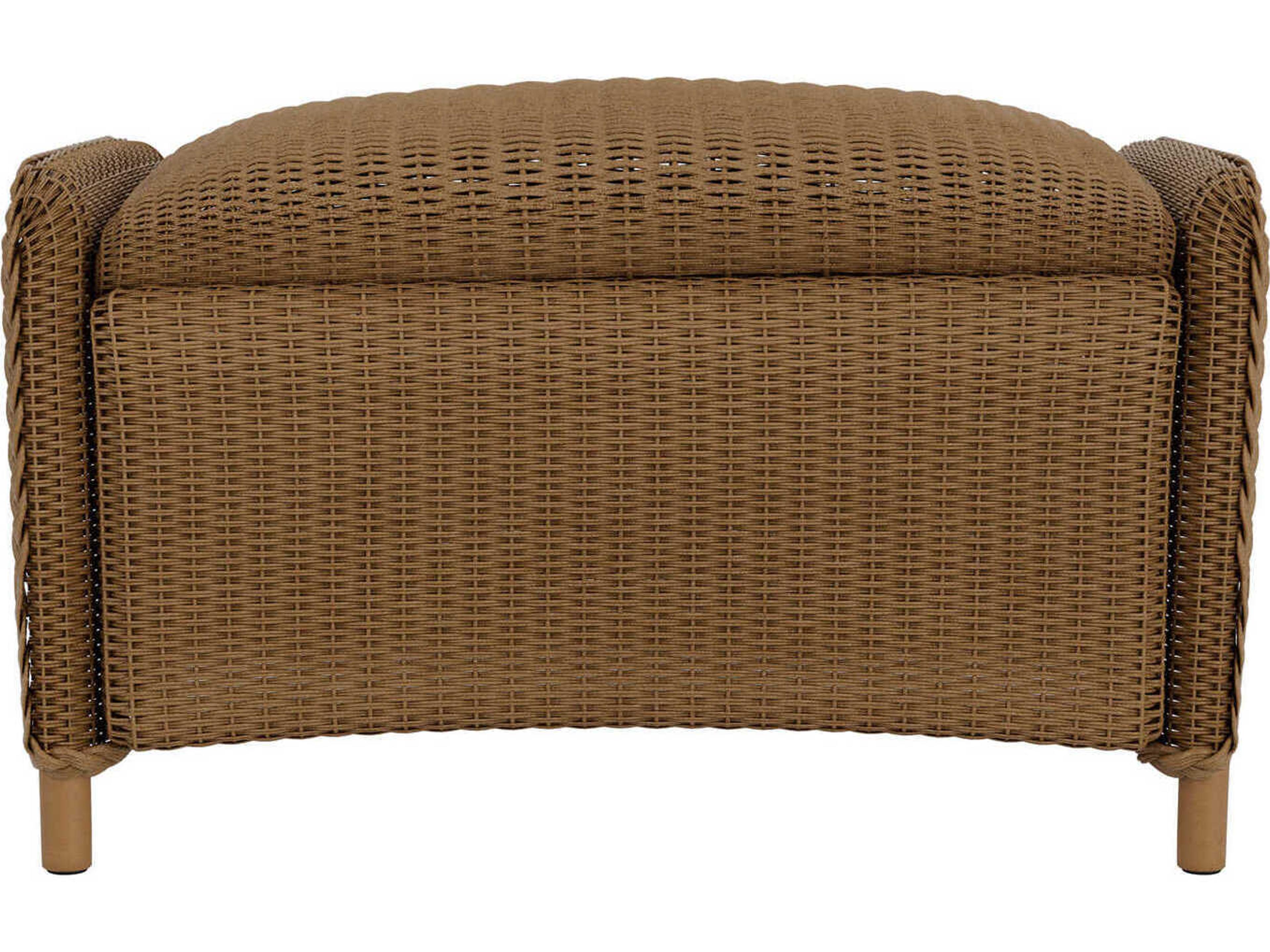 Lloyd Flanders Reflections Wicker Outdoor Patio Ottoman with Padded Seat