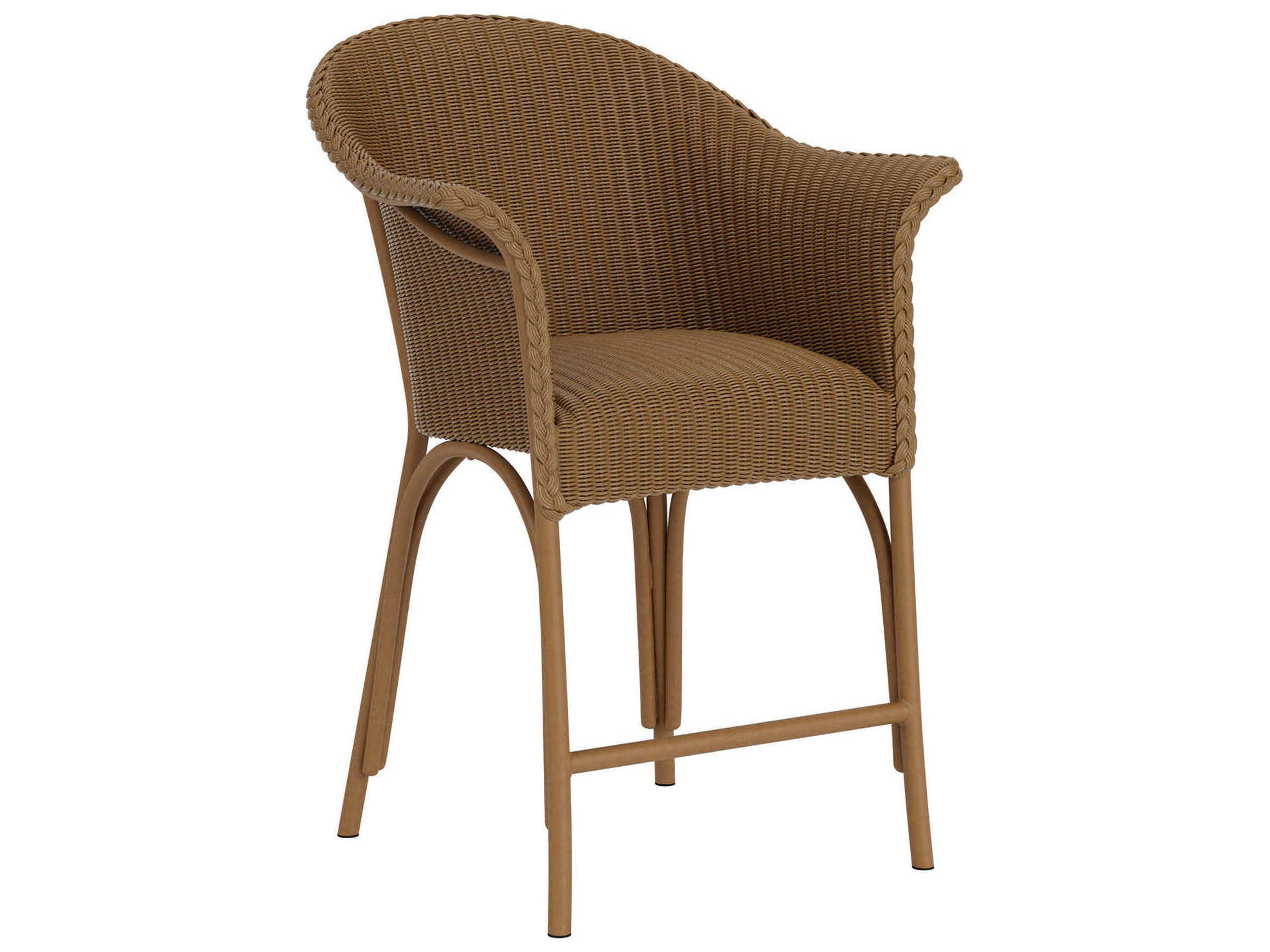 Lloyd Flanders All Seasons Wicker Outdoor Patio Counter Stool with Padded Seat