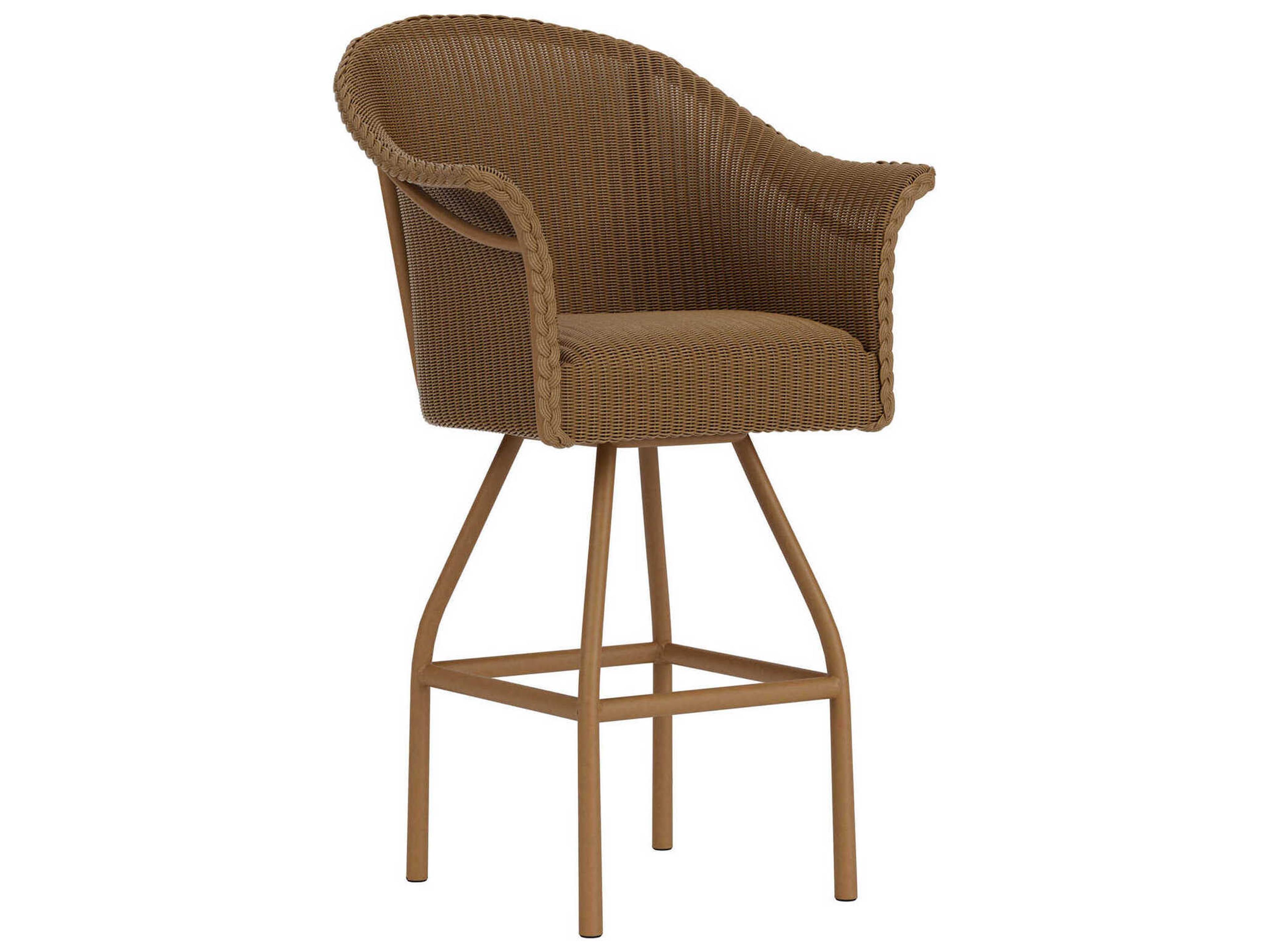 Lloyd Flanders All Seasons Wicker Swivel Patio Bar Stool with Padded Seat