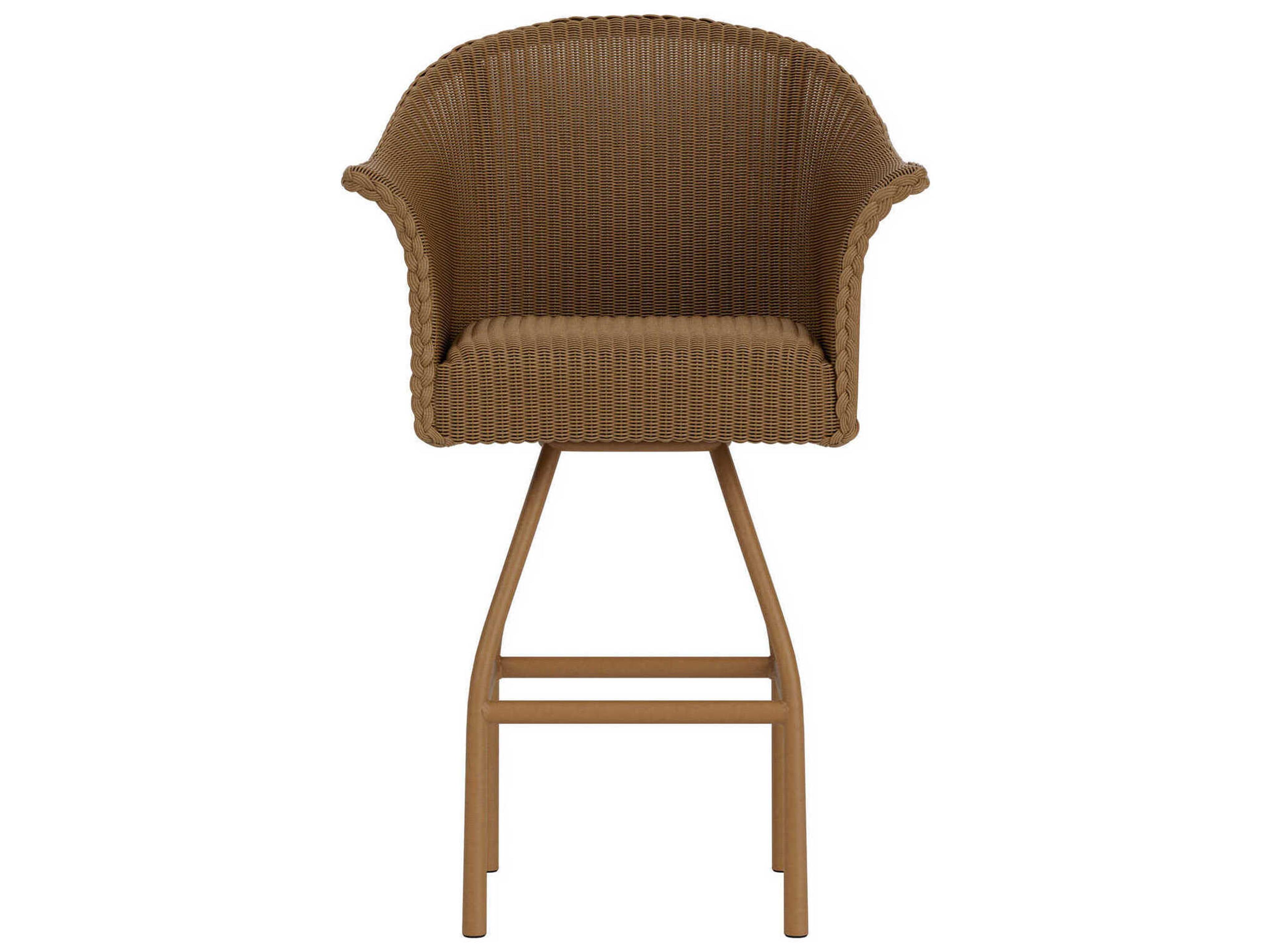 Lloyd Flanders All Seasons Wicker Swivel Patio Bar Stool with Padded Seat