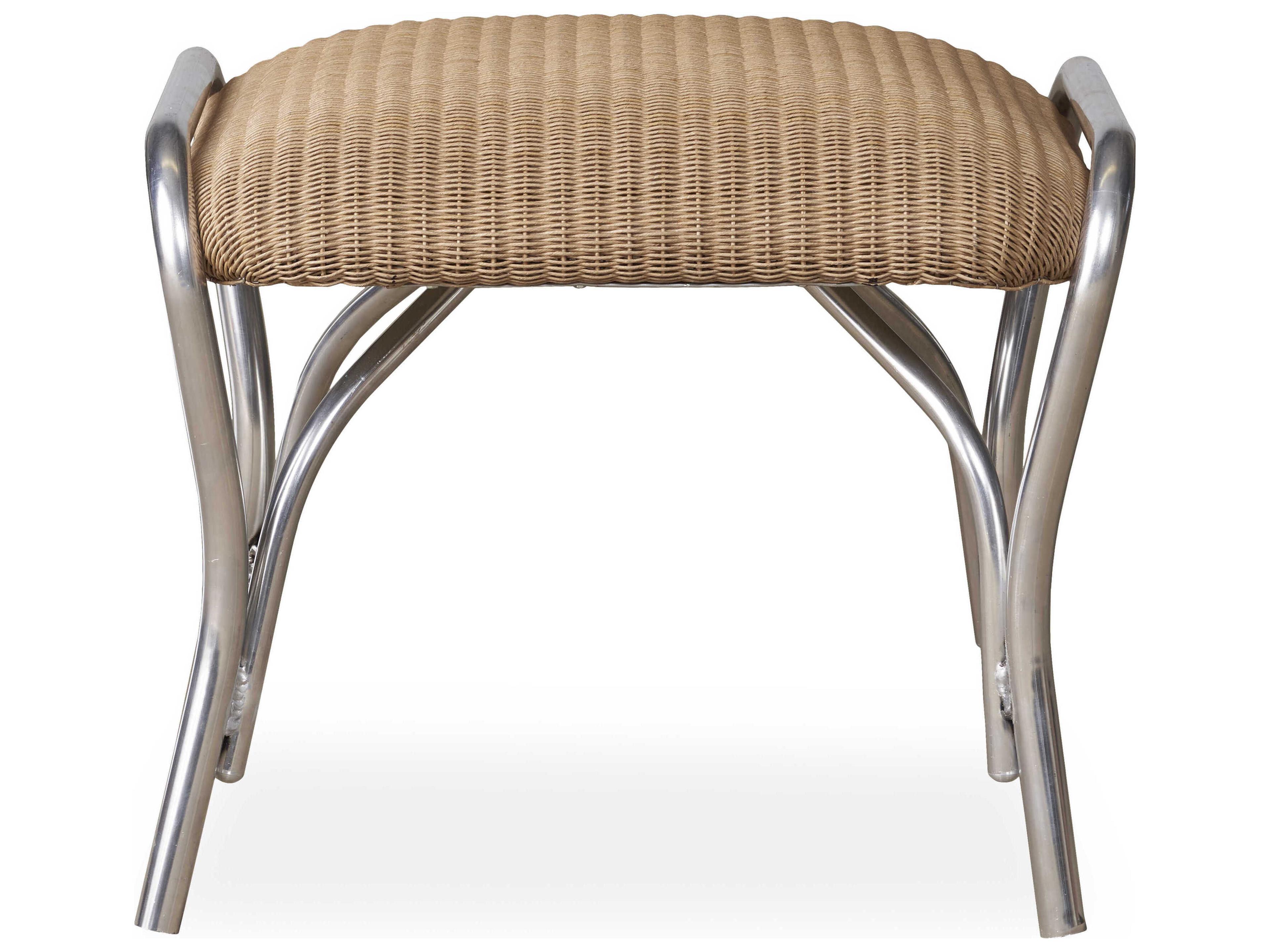 Lloyd Flanders All Seasons Wicker Outdoor Patio Ottoman with Padded Seat