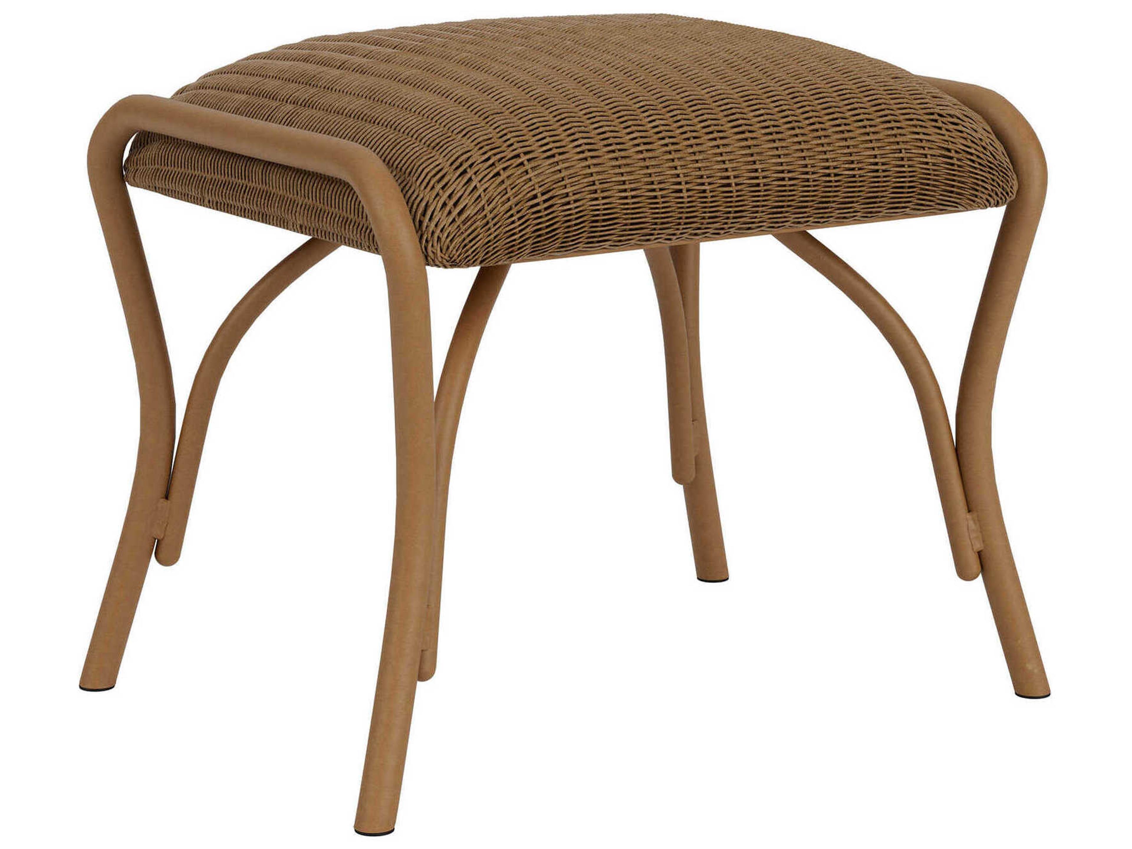 Lloyd Flanders All Seasons Wicker Outdoor Patio Ottoman with Padded Seat
