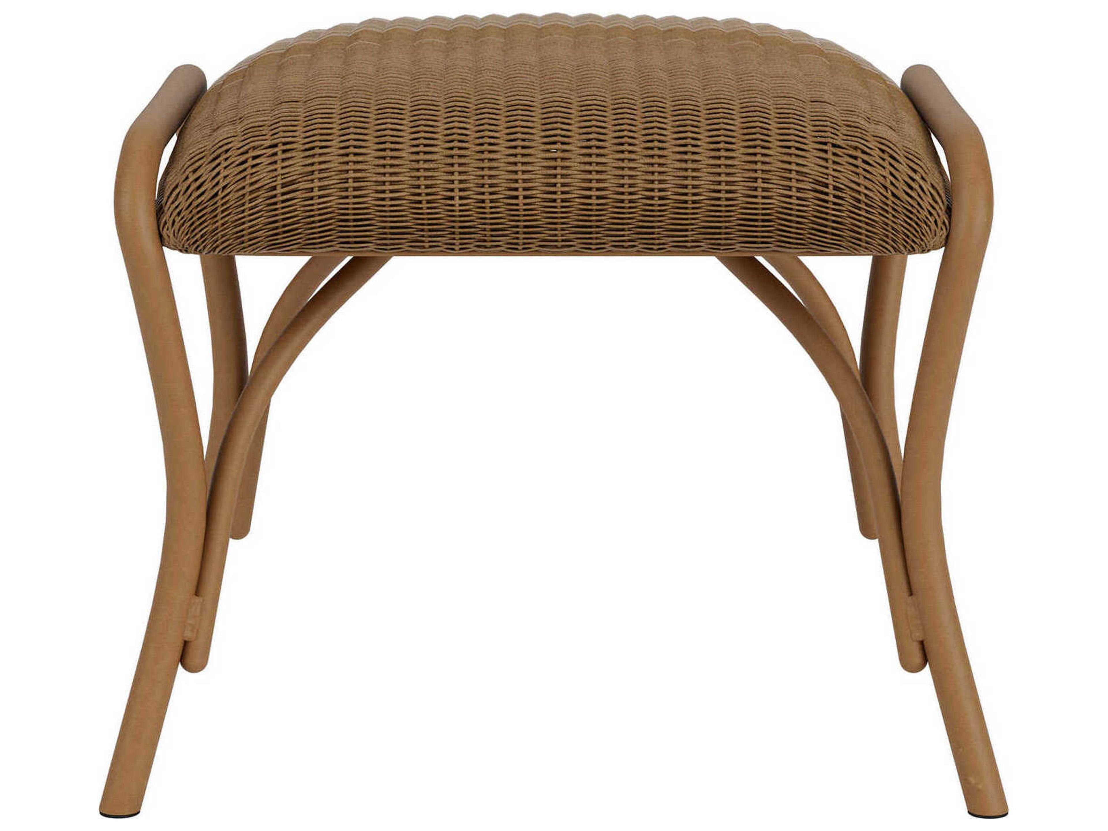 Lloyd Flanders All Seasons Wicker Outdoor Patio Ottoman with Padded Seat