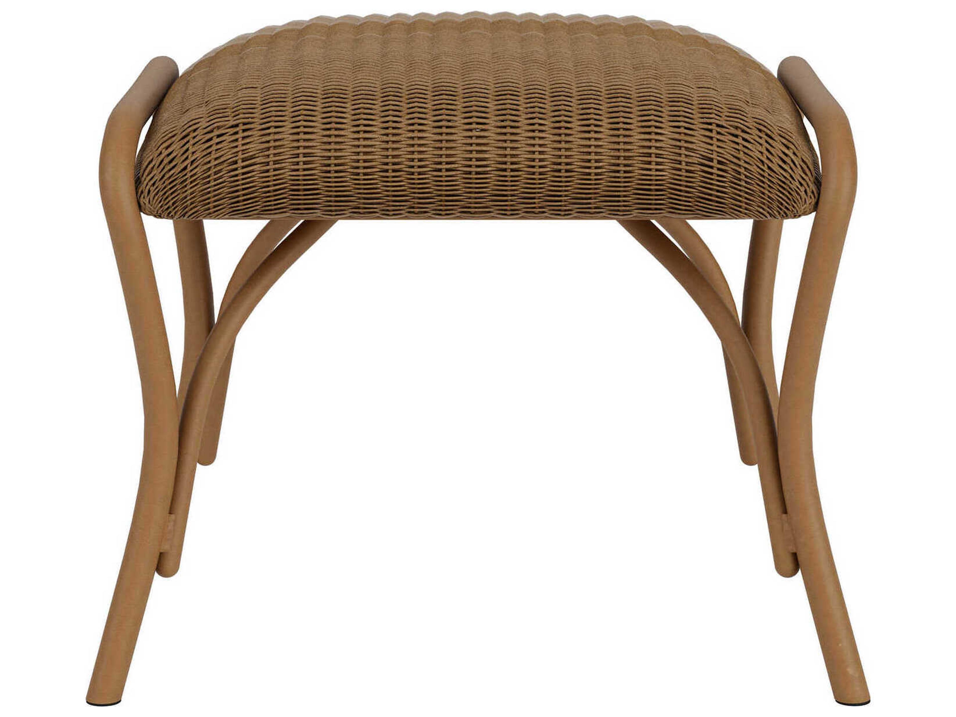 Lloyd Flanders All Seasons Wicker Outdoor Patio Ottoman with Padded Seat
