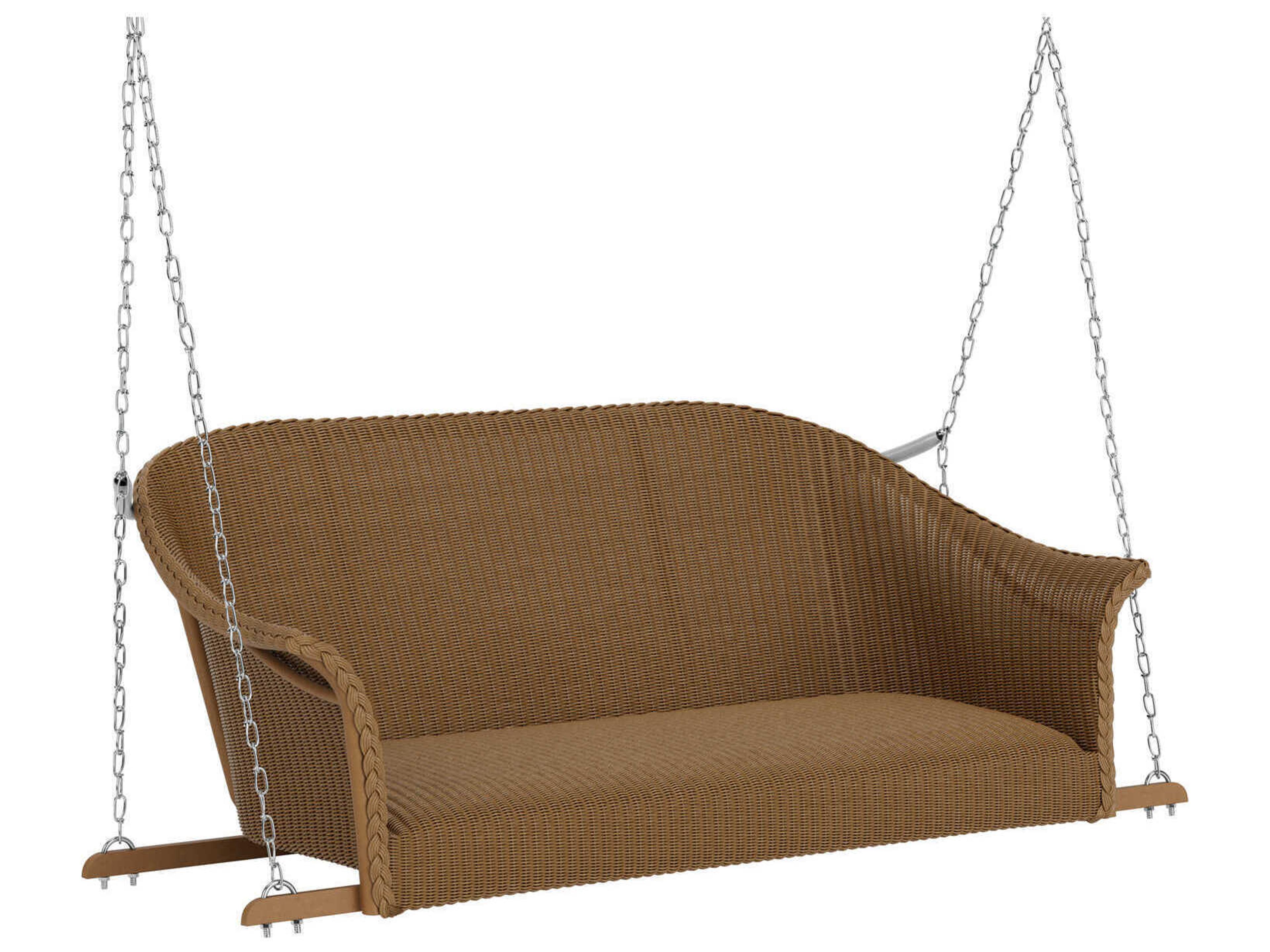 Lloyd Flanders All Seasons Wicker Loveseat Patio Swing with Padded Seat