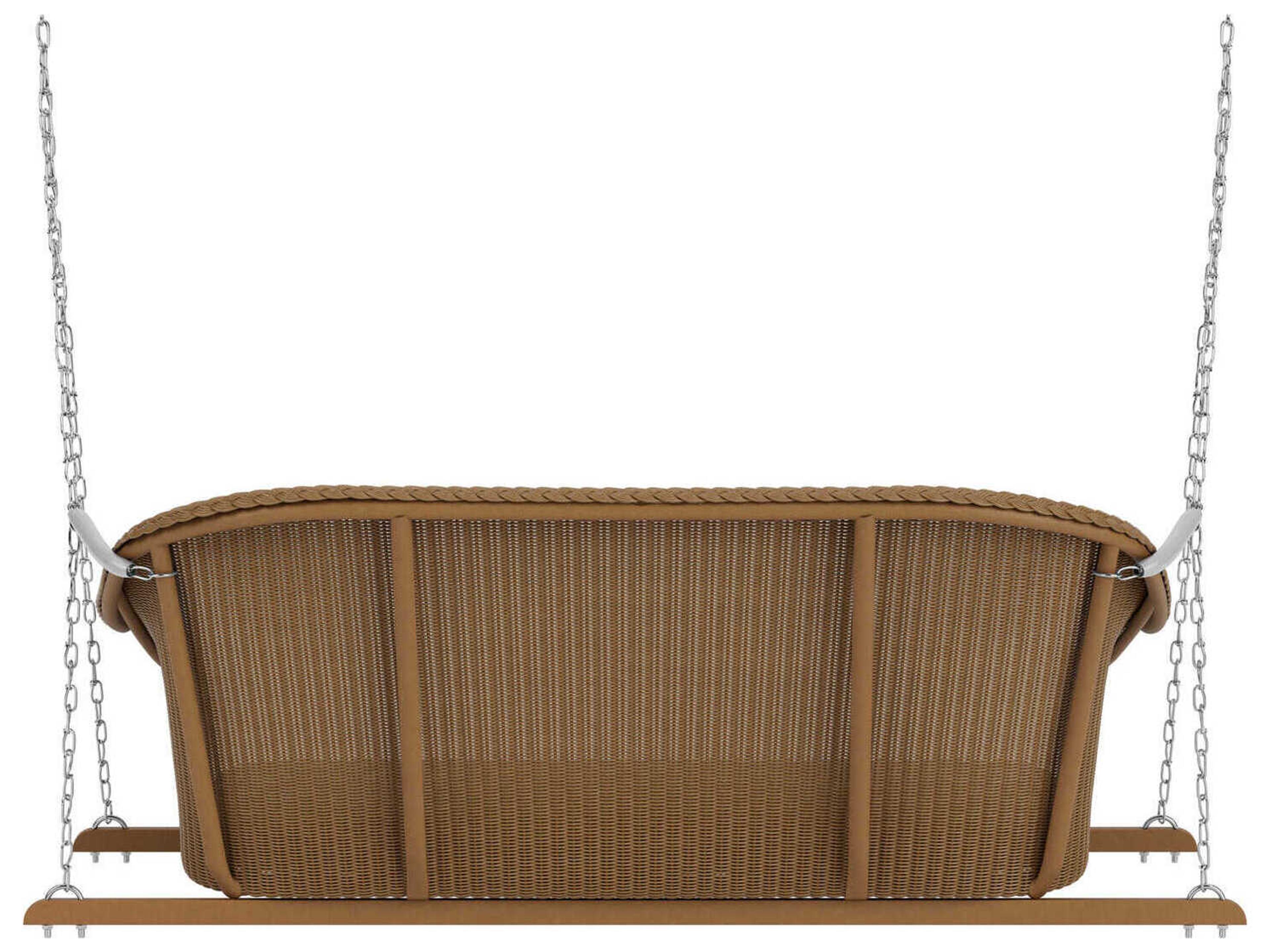 Lloyd Flanders All Seasons Wicker Loveseat Patio Swing with Padded Seat